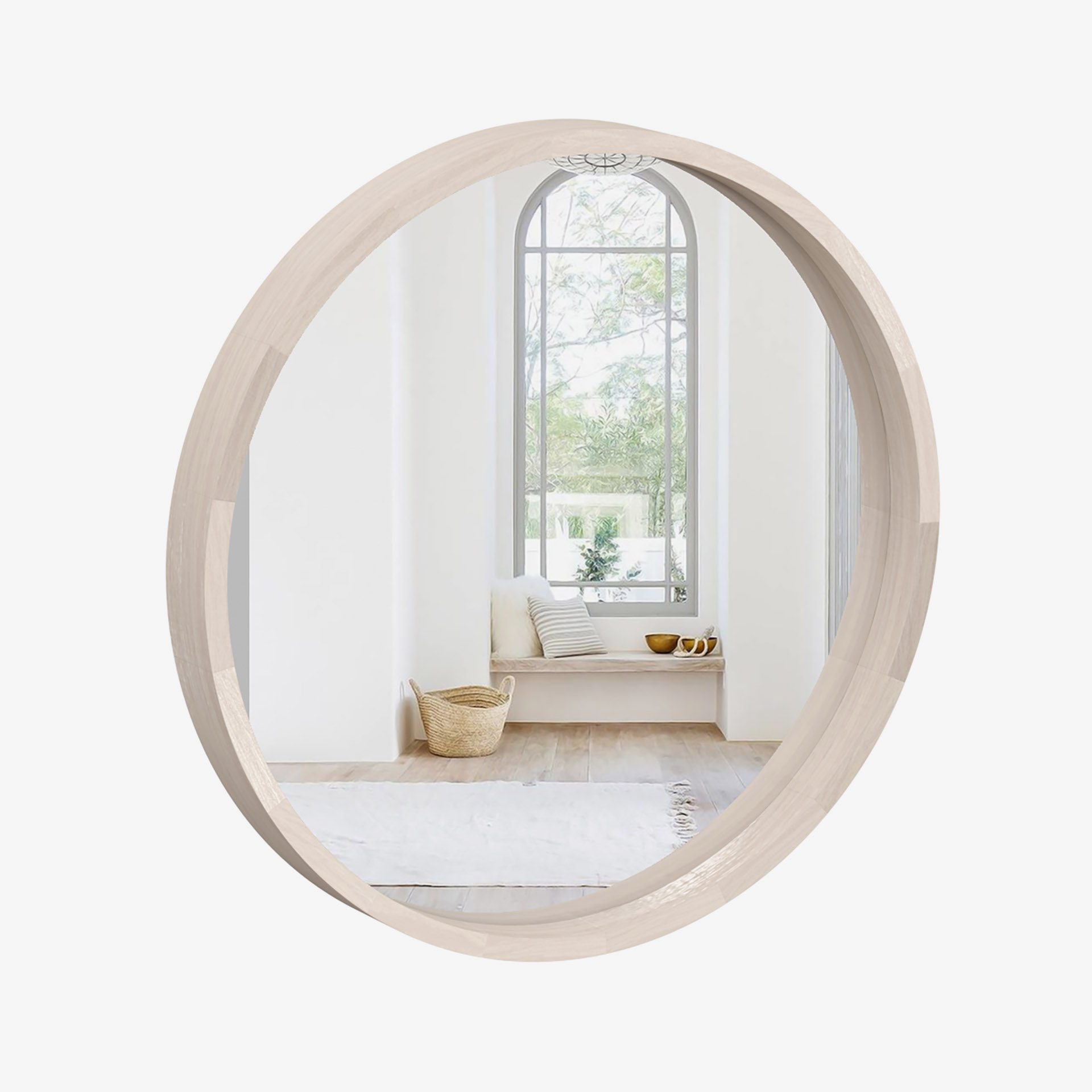 Espejo de pared redondo de madera natural Olav &Oslash;52cm