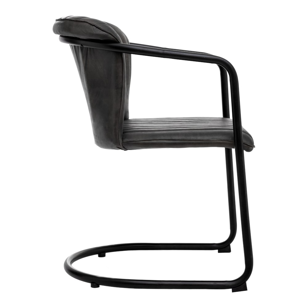 Silla de comedor de cuero negro Dario 53x61cm