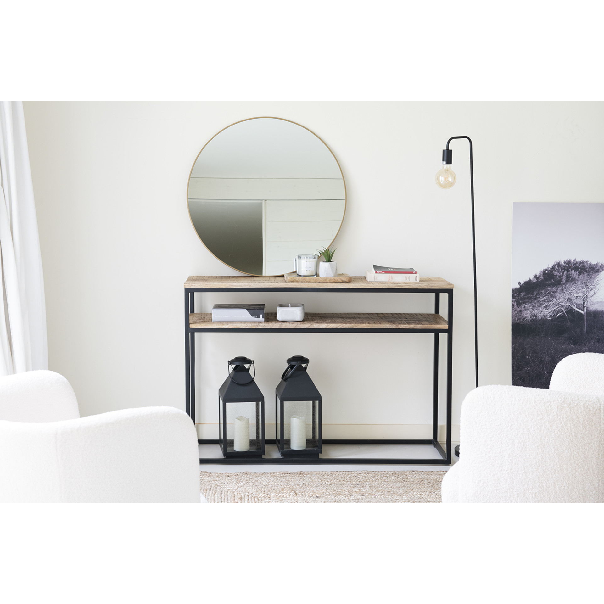 Farol vela LED negro 47cm