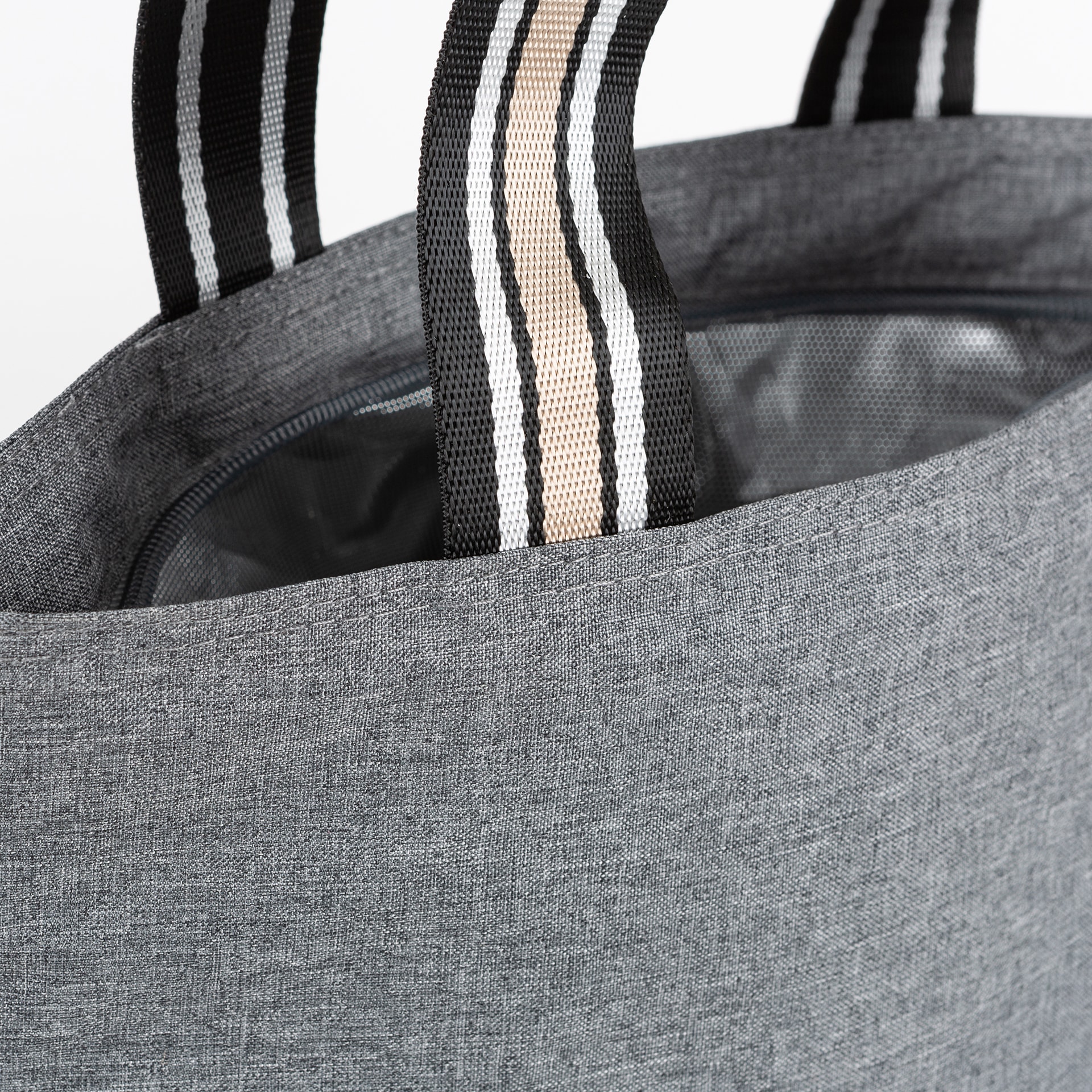 Bolsa gris jaspeada lunch bag 33x14x24cm