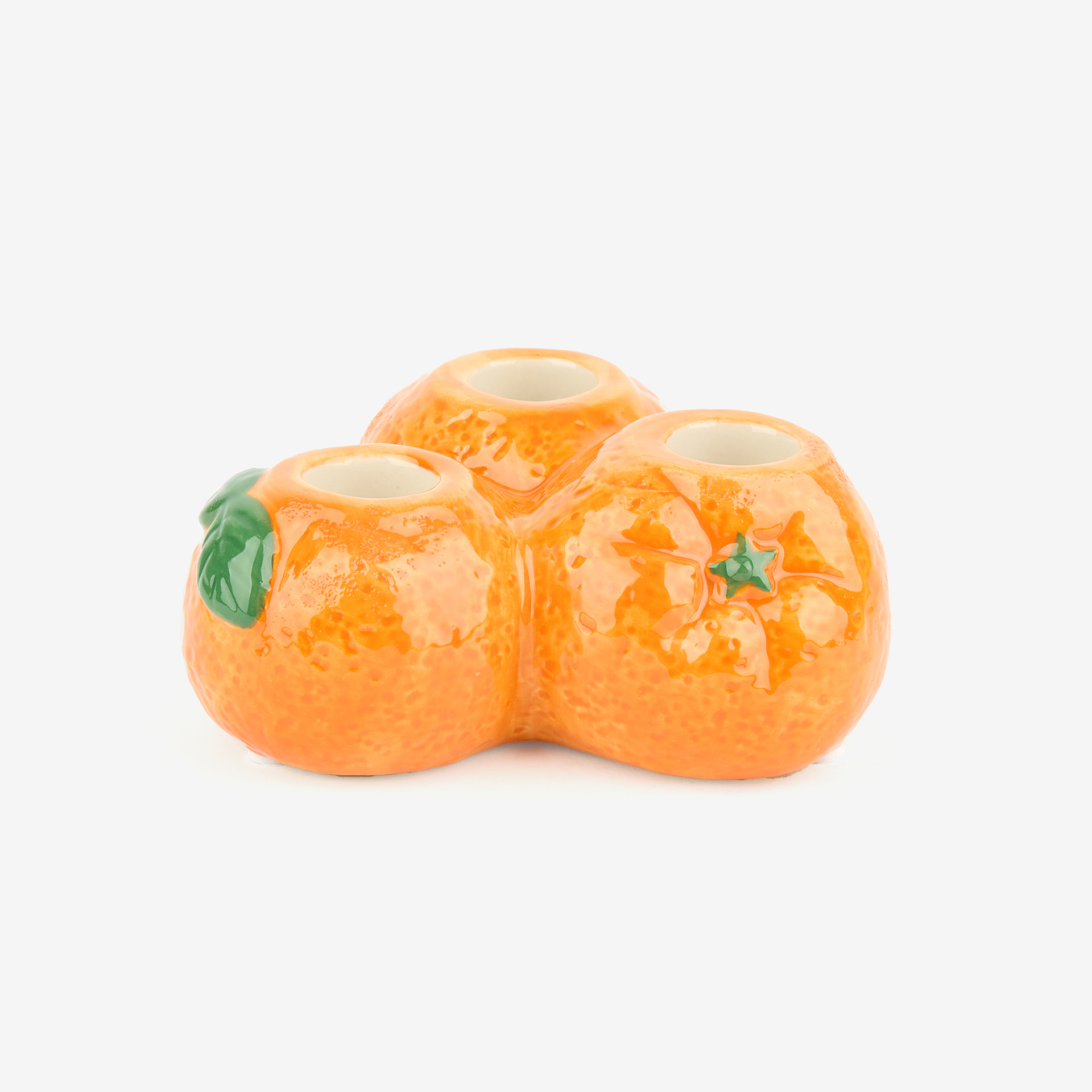 Candelabro de 3 velas de cerámica Naranjas Ø12x6cm