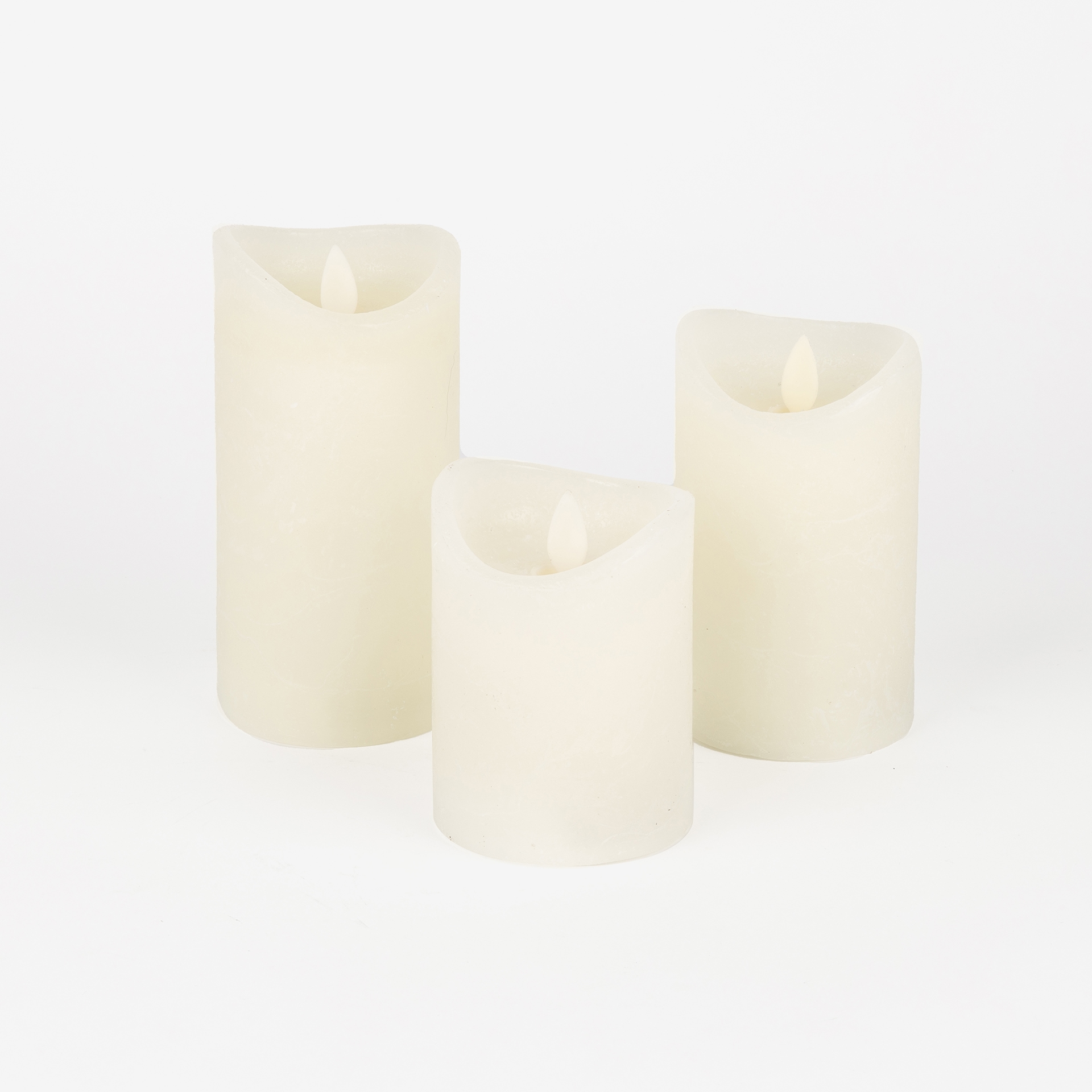 Set de 3 velas LED marfil con Mando Ø7cm