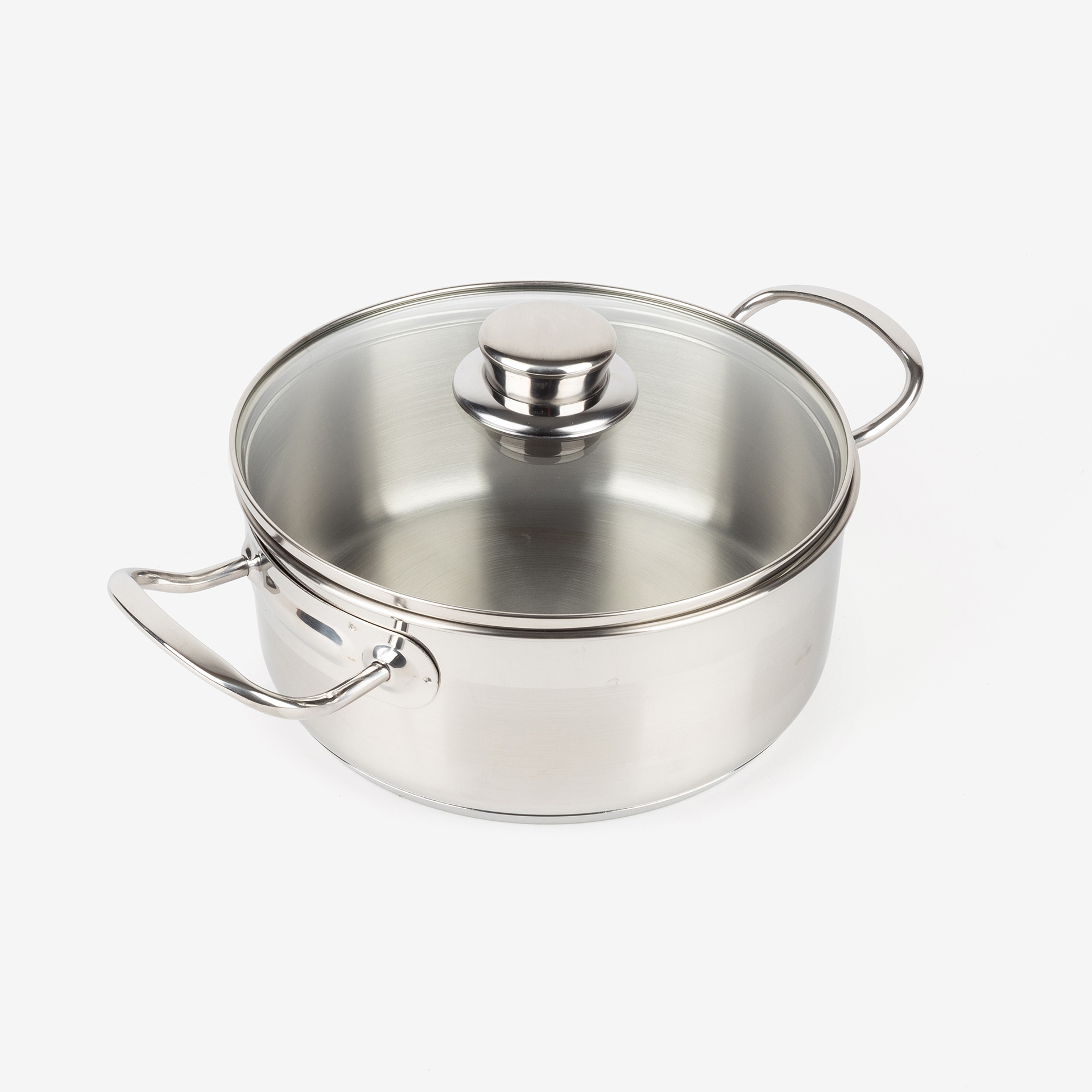 Cacerola de acero inoxidable con tapa de cristal Ø24cm