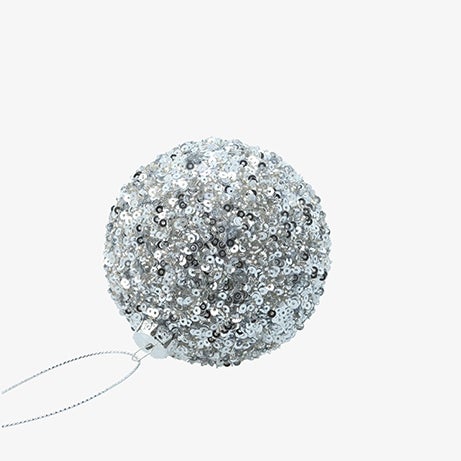 Bola de Navidad de lentejuelas plateada 8cm