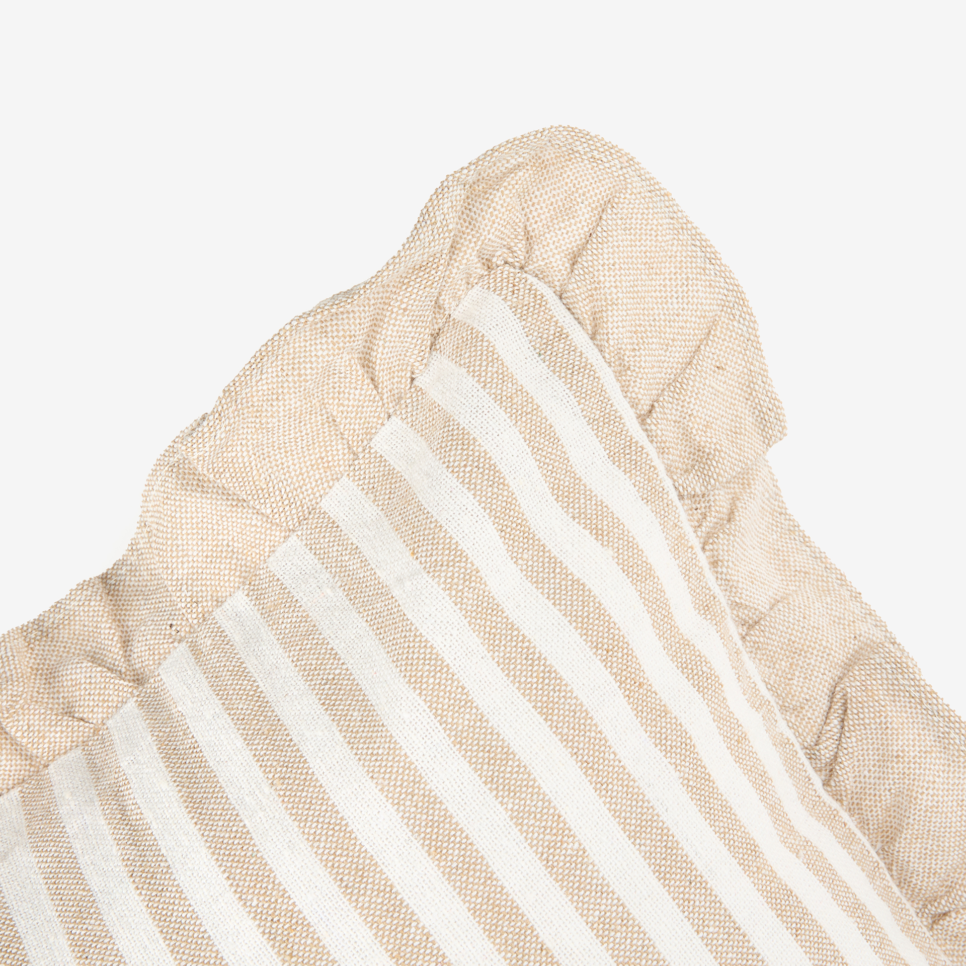 Funda de coj&iacute;n de algod&oacute;n volante rayas beige Timoti 45x45cm