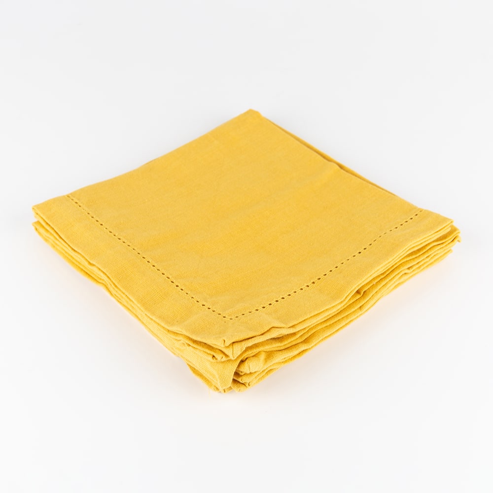 Set de 4 servilletas de algod&oacute;n ocre Chambray 40x40cm