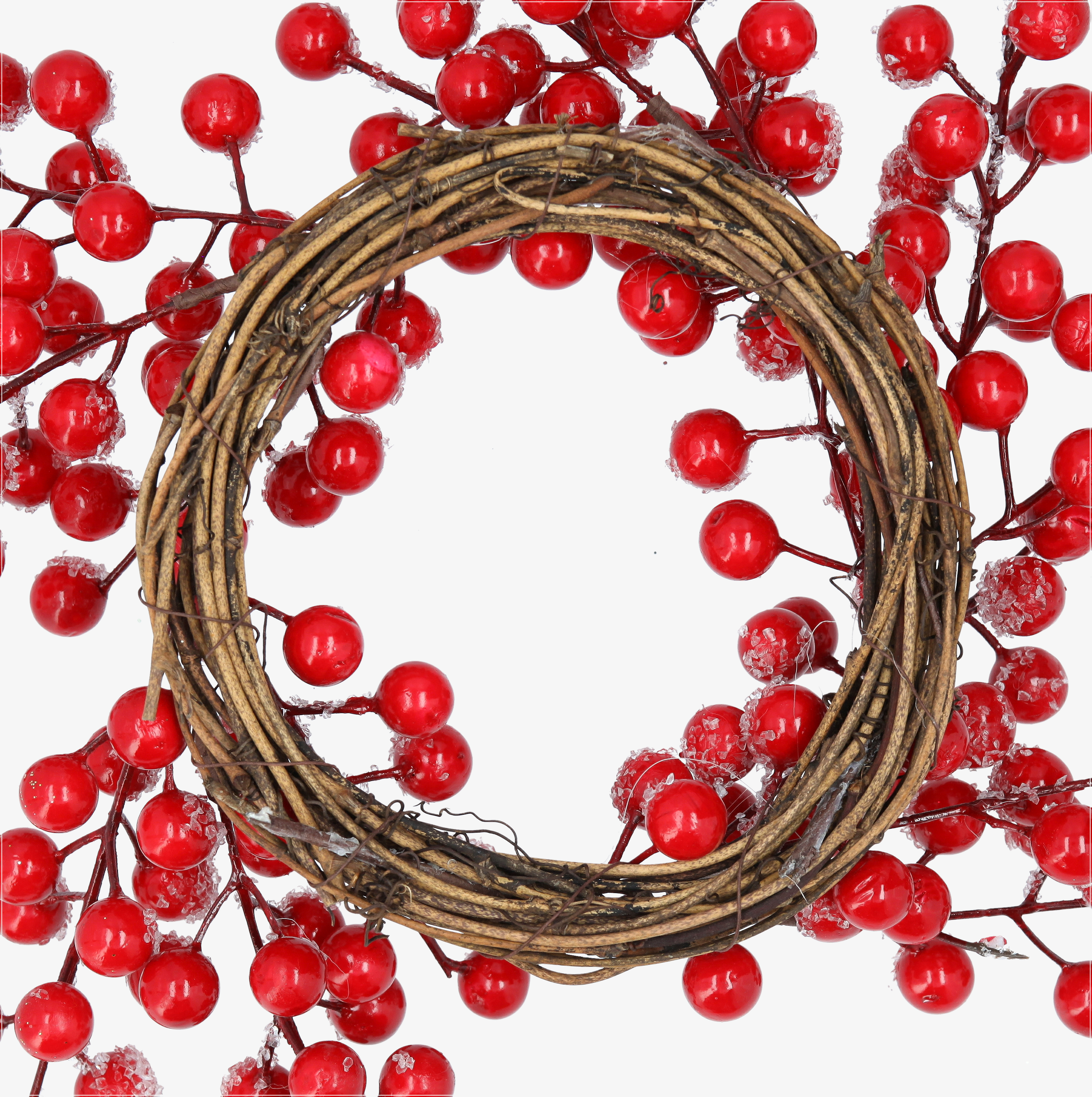 Anillo para vela de frutos rojos con efecto escarcha 30cm