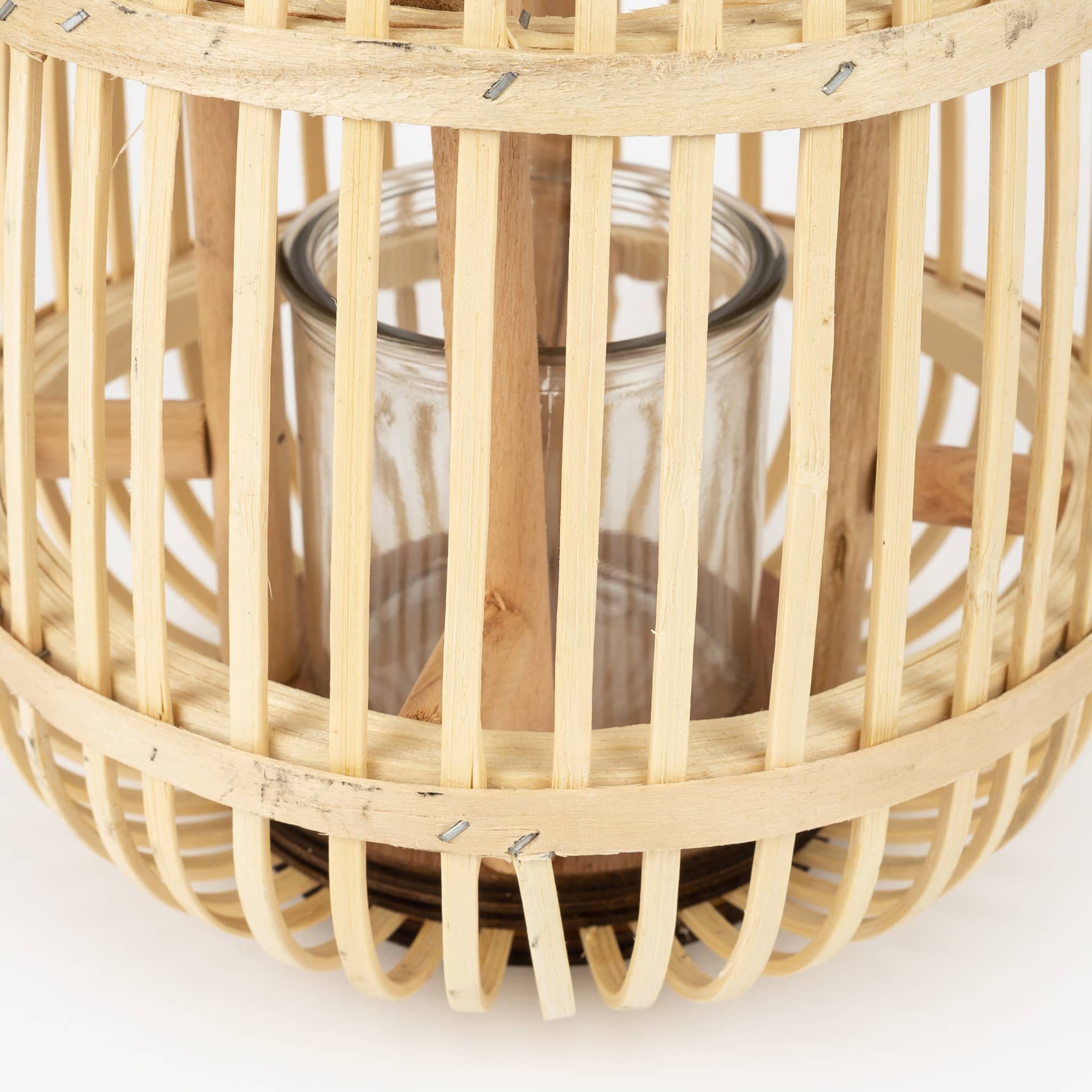 Farol de madera de bambú Chairo Ø24x19cm