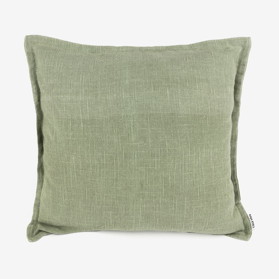 Funda de cojín de algodón verde Frida 45x45cm