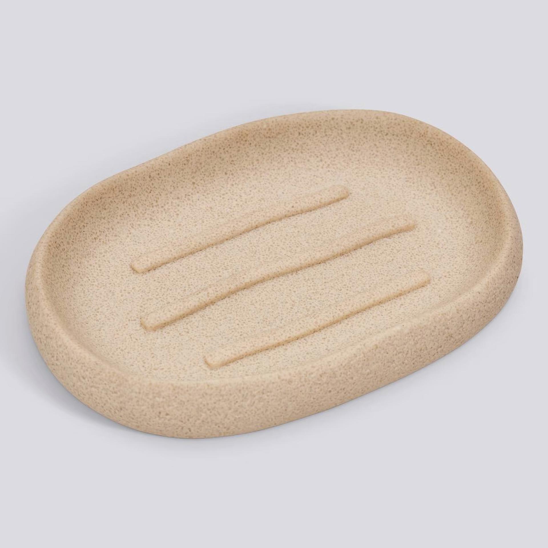 Jabonera Elia de resina beige 13,1x9,2cm