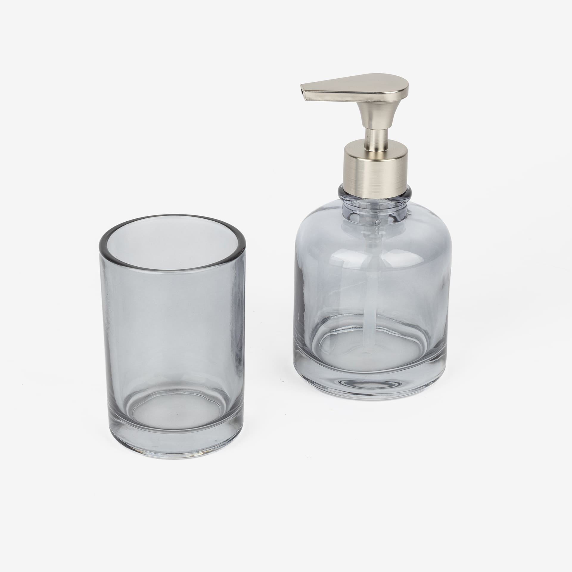 Vaso portacepillos de vidrio gris Circle 10