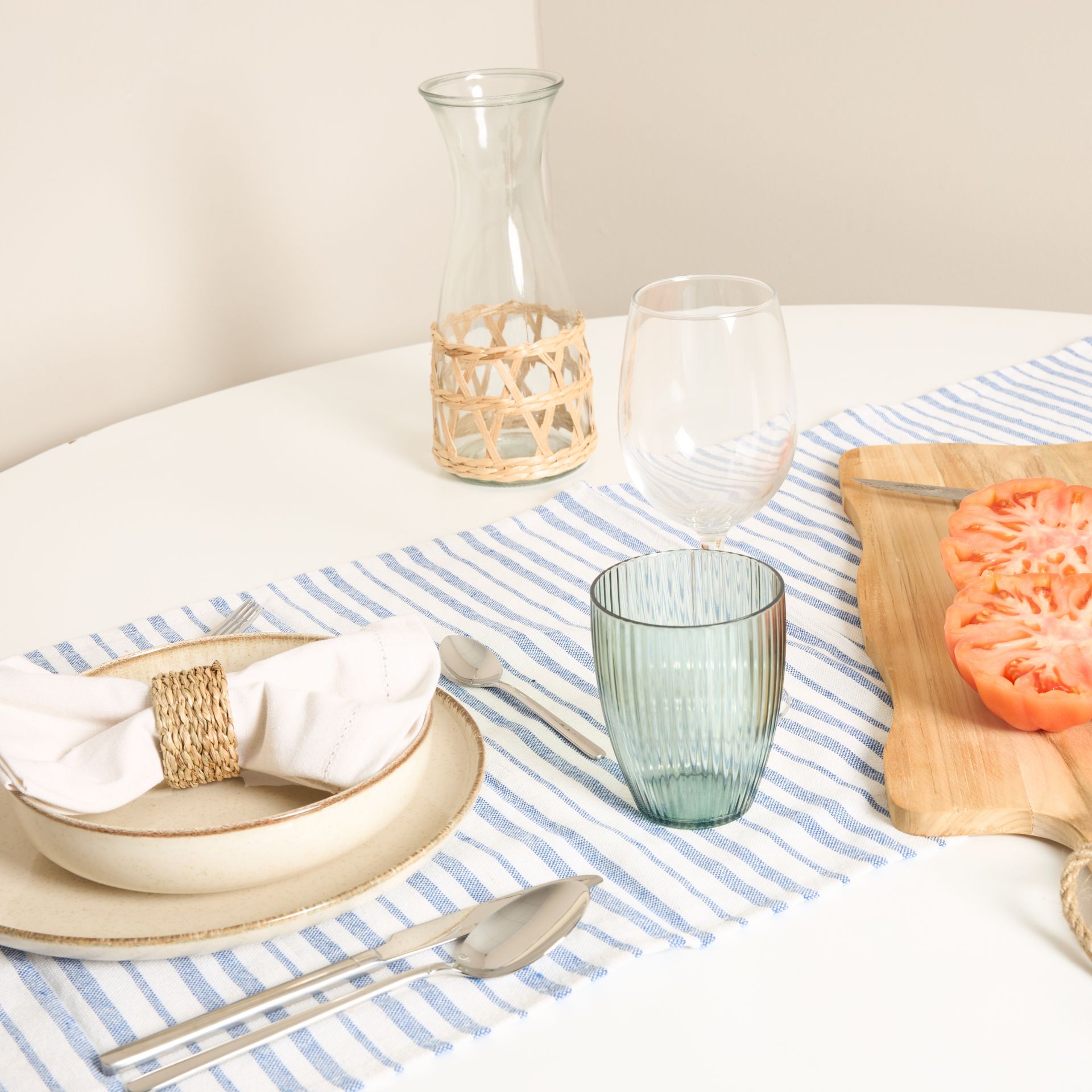 Camino de mesa de algodón rayas finas Maya 45x140cm