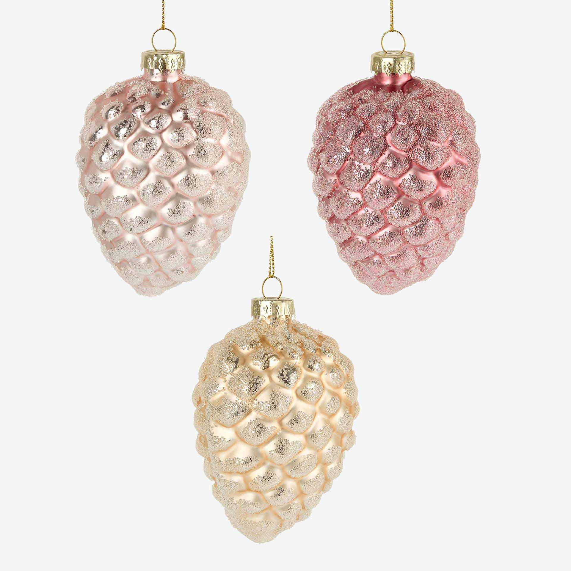 Set de 12 piñas con purpurina 10cm