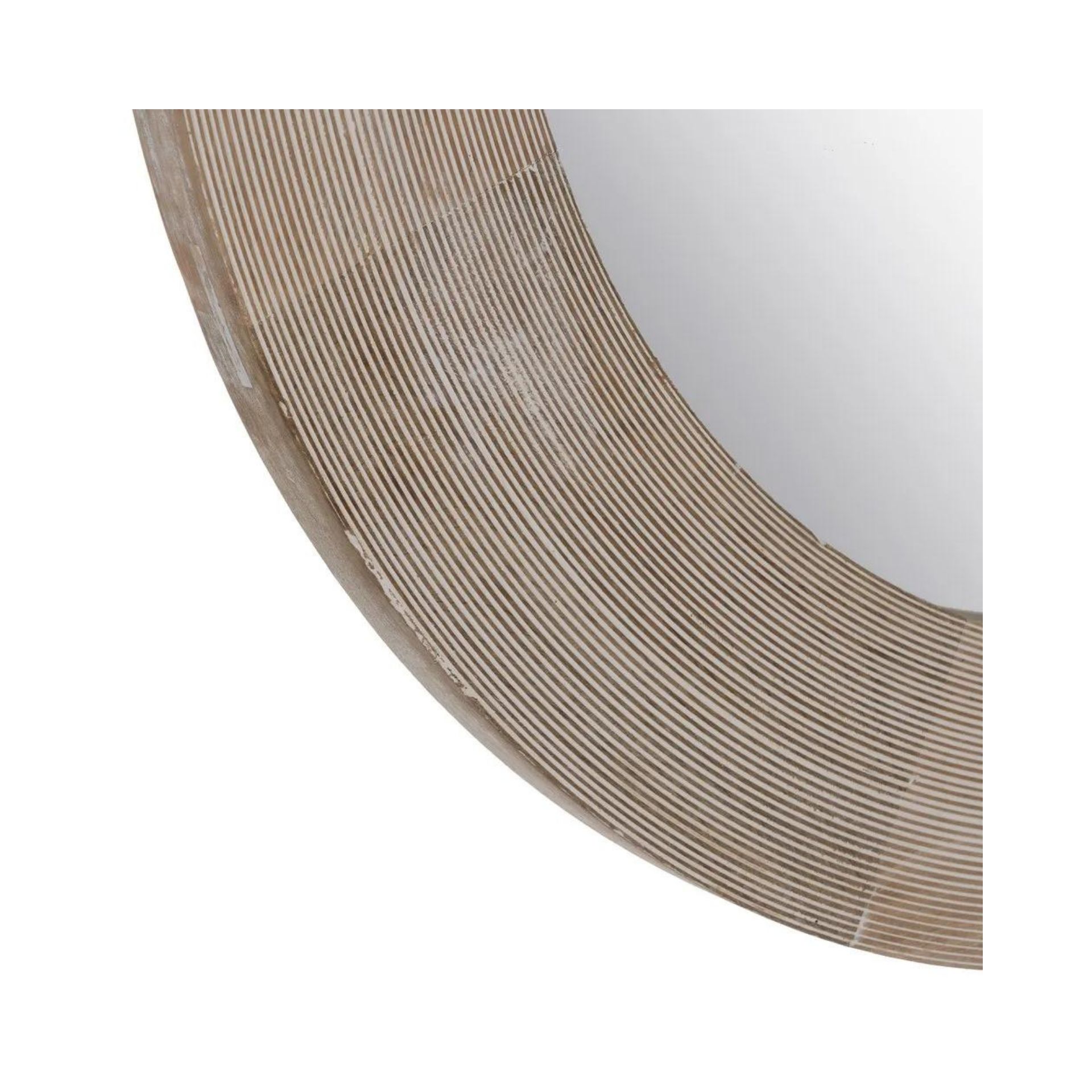 Espejo de pared redondo de madera de mango Ø91,5x3,8cm