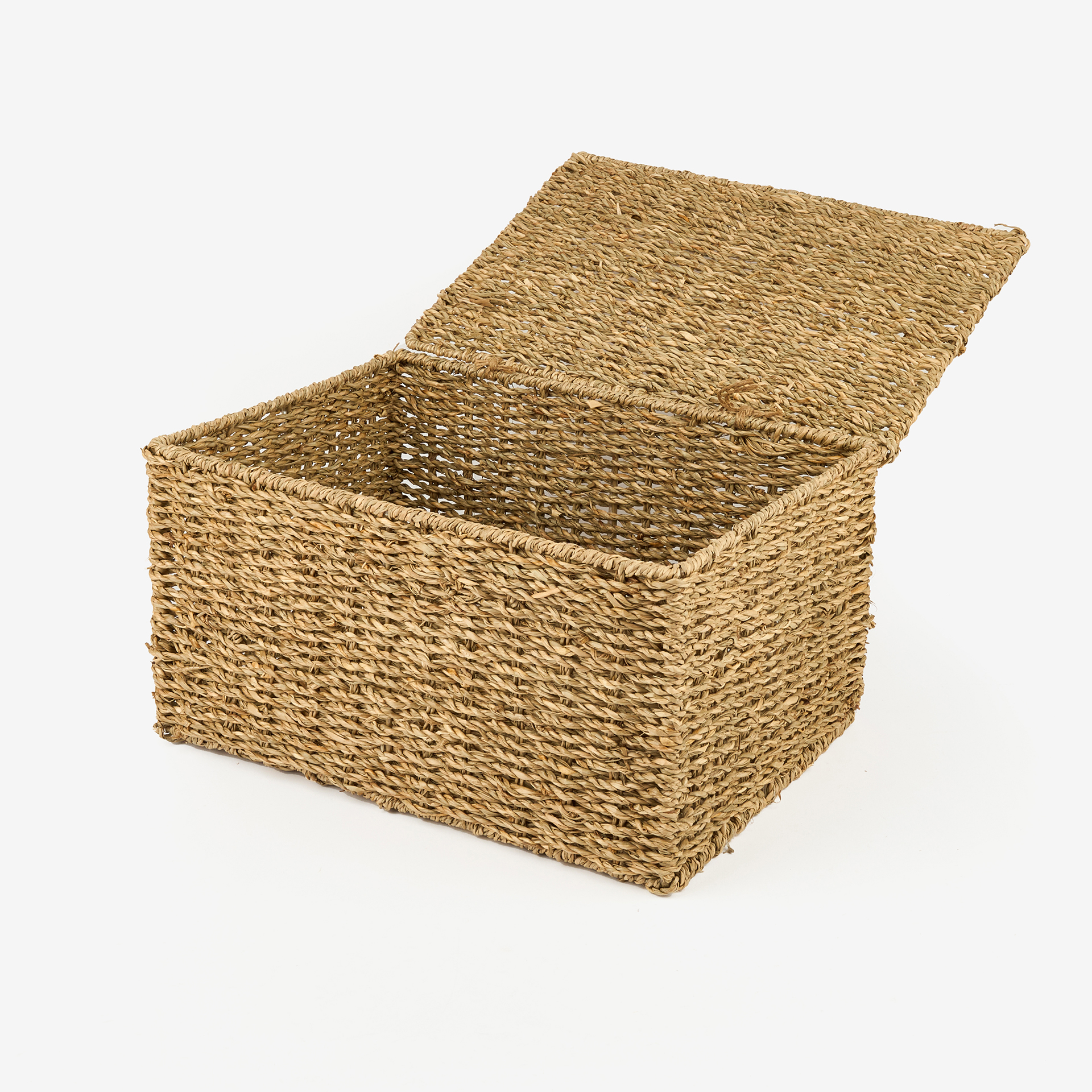 Cesta con tapa de fibras naturales Teris 34x24x18cm
