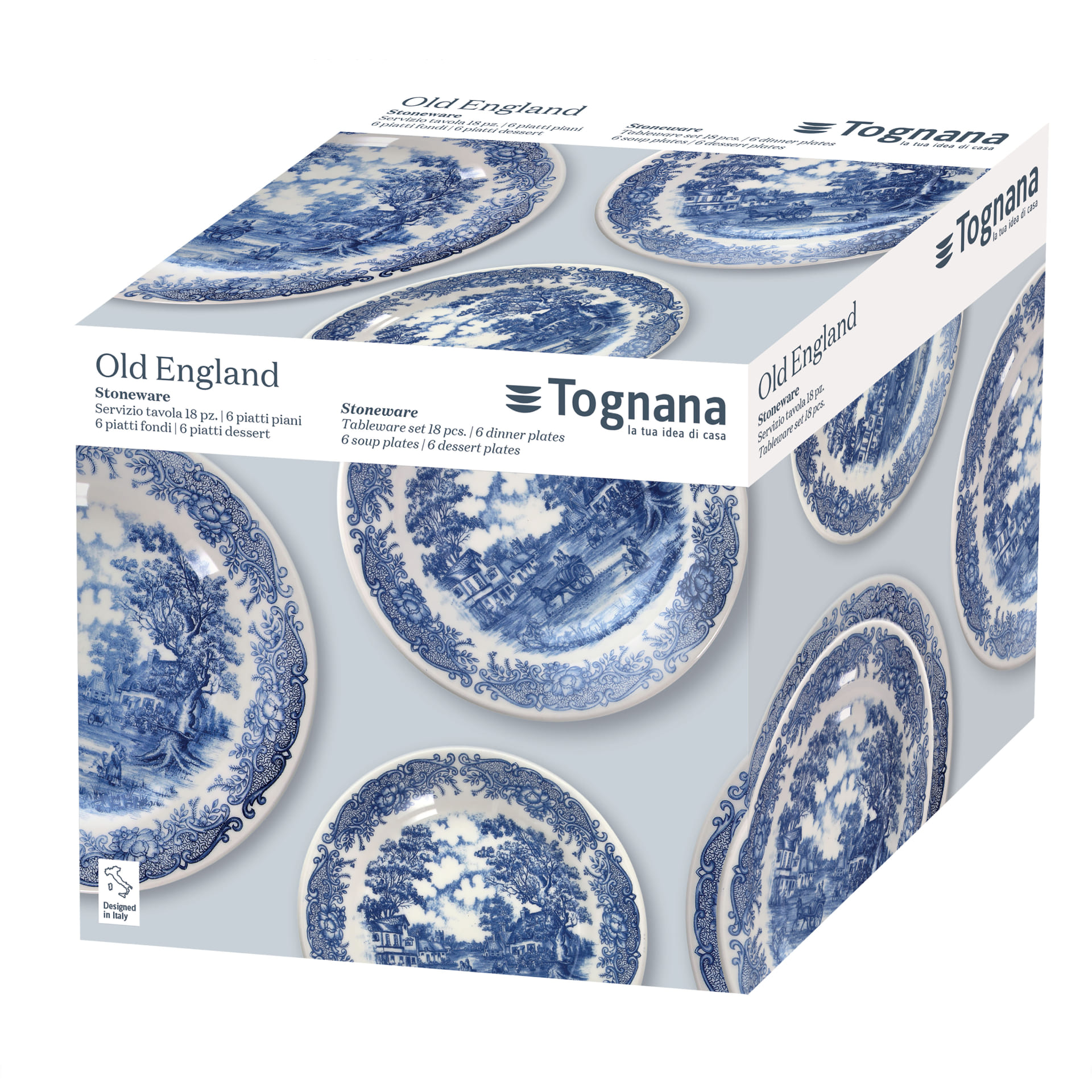 Vajilla de porcelana 18 piezas de gres azul England