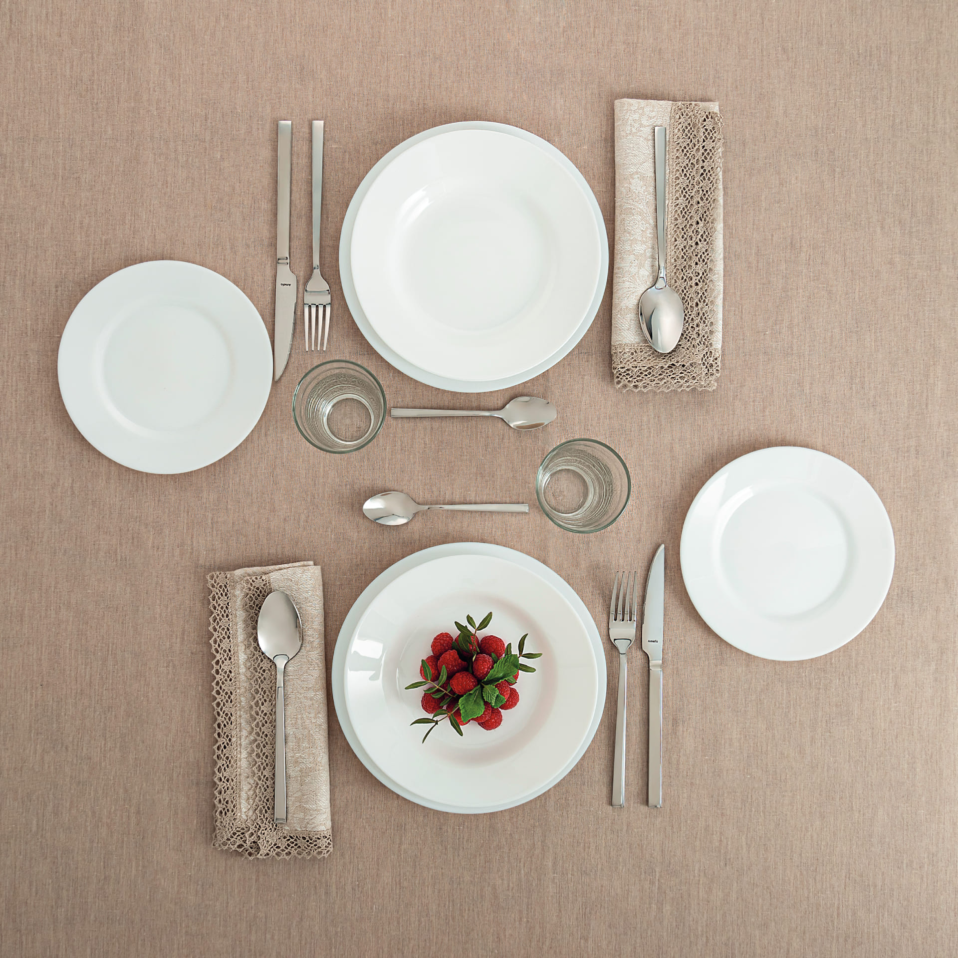 Vajilla de 18 piezas de opal blanca Biali