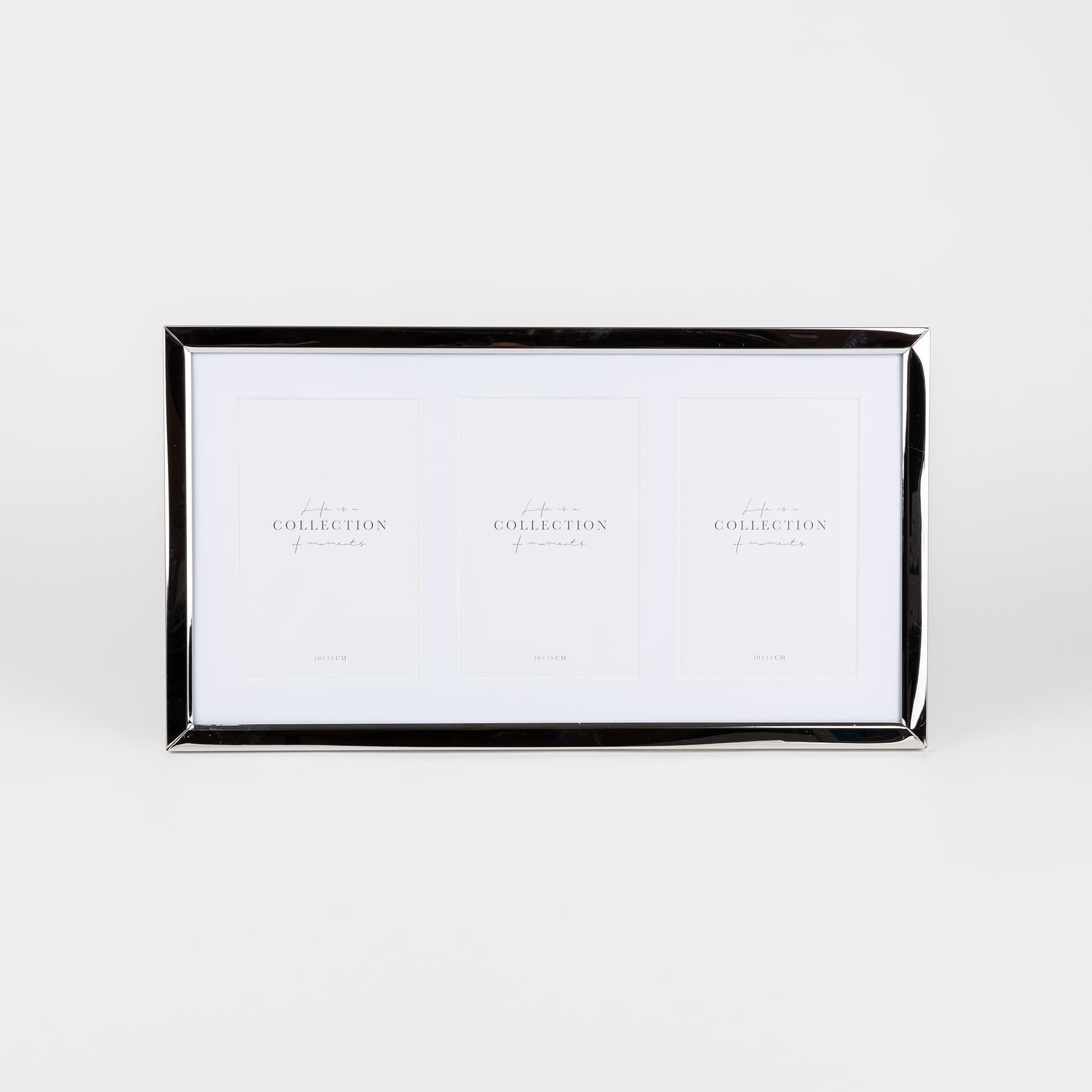 Marco de 3 fotos de metal plateado Kilim 10x15cm