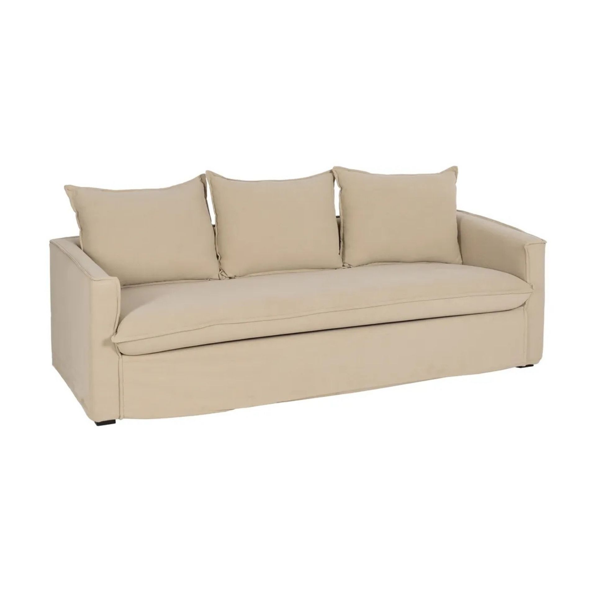 Sof&aacute; de 3 plazas de lino y algod&oacute;n beige Bristol 220x95x90cm