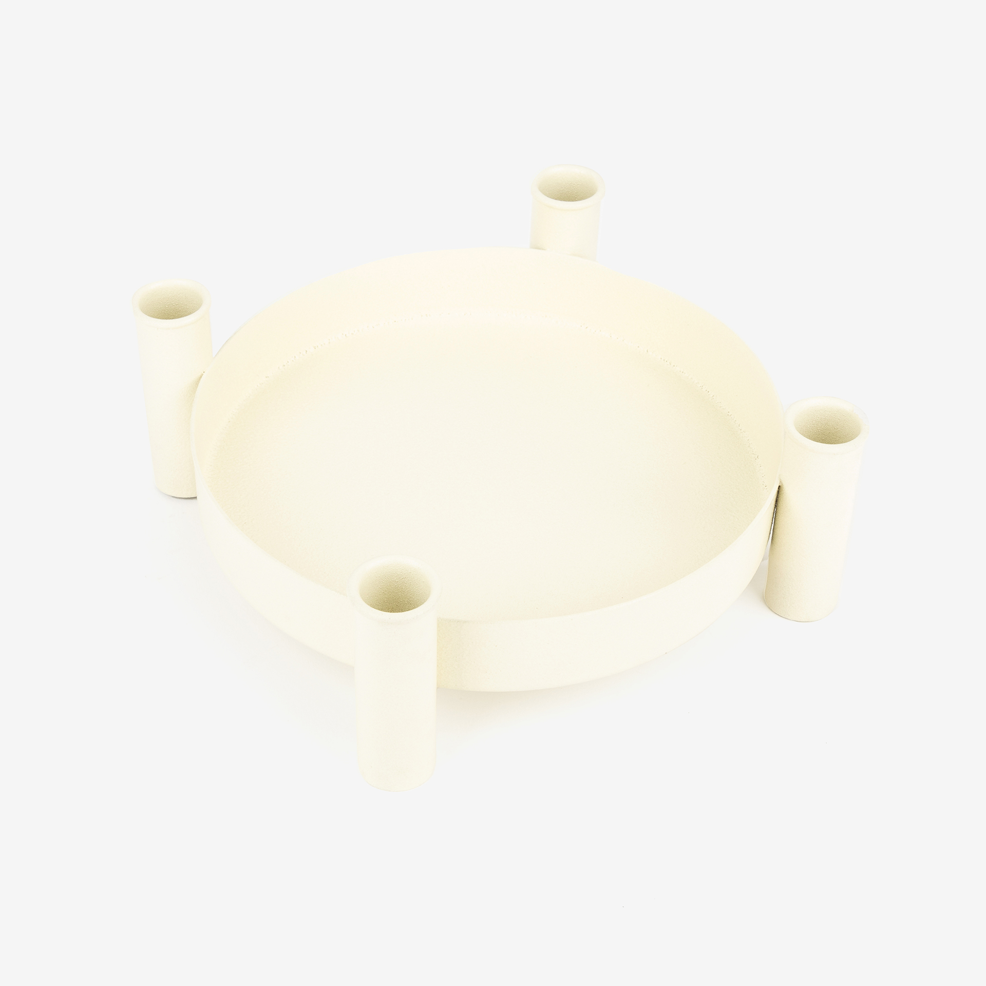 Portavelas de metal beige Sandy Ø26x8cm