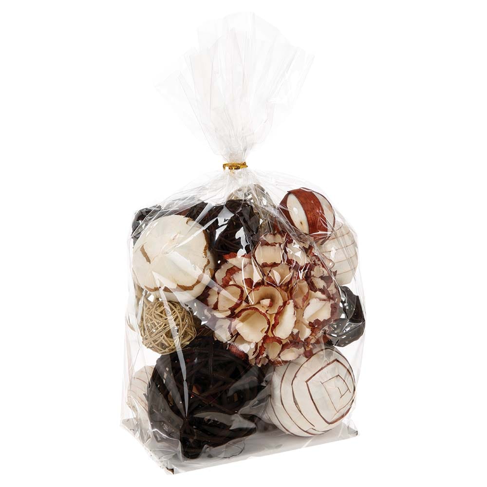 Bolsa con bolas naturales de decoración