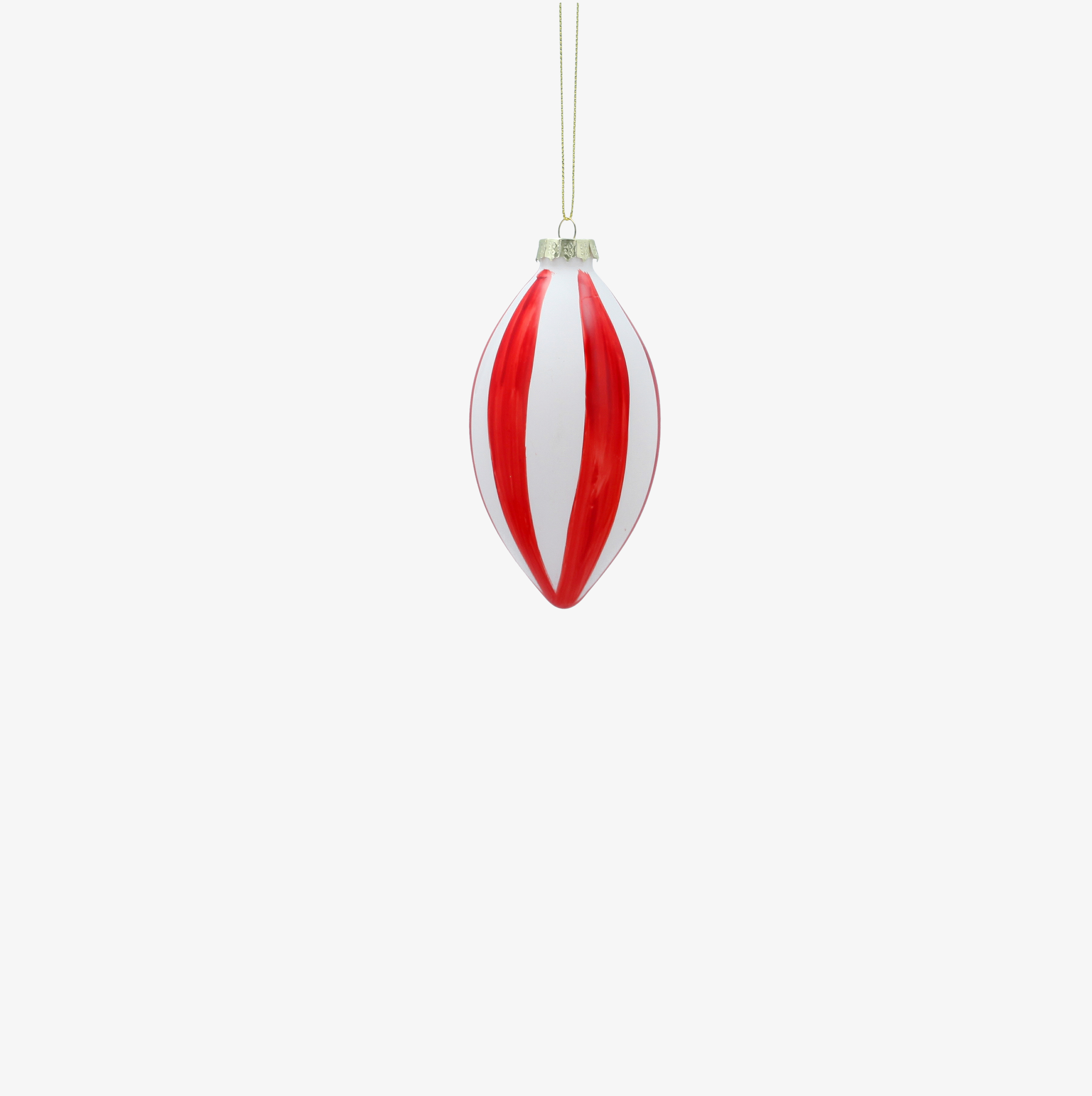 Bola de Navidad de l&aacute;grima roja y blanca de cristal 10cm
