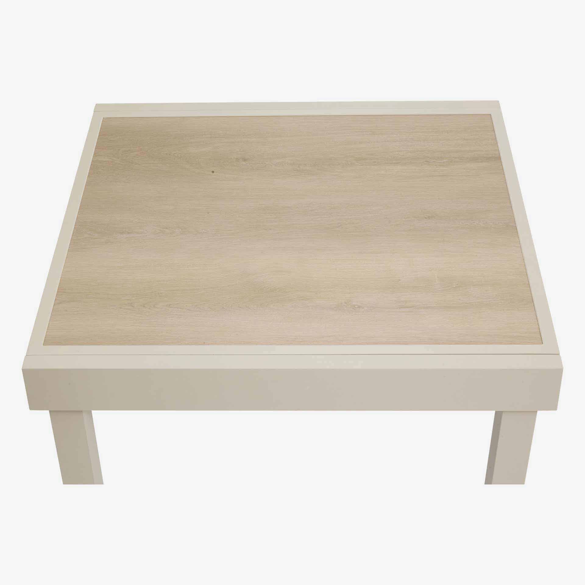 Mesa de comedor de jard&iacute;n extensible de aluminio y cristal impreso crema Piazor 90x90x76cm