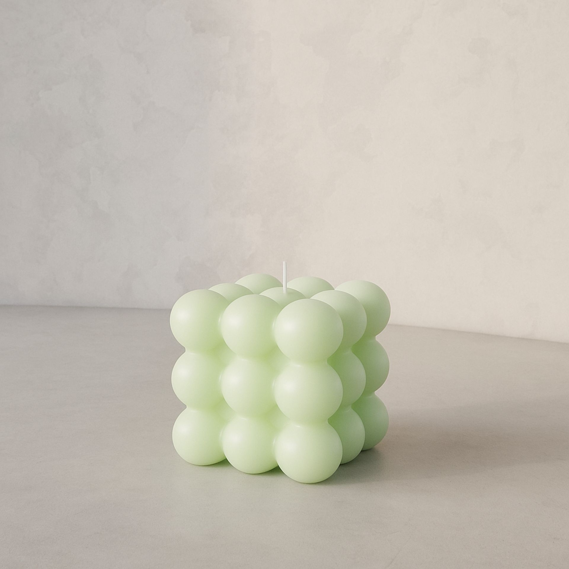 Vela decorativa verde Cubic 6x6cm