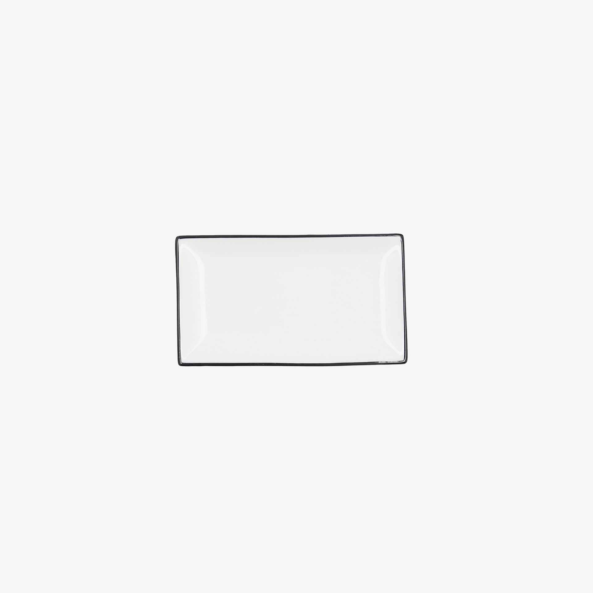 Plato de tapa de porcelana con filo negro Oslo 16,5x9,5x2cm