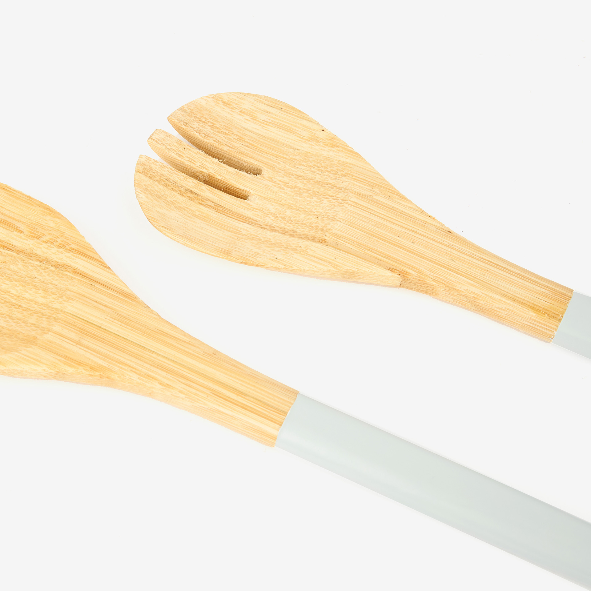 Set de 2 cubiertos para ensalada de bamb&uacute; gris 30cm