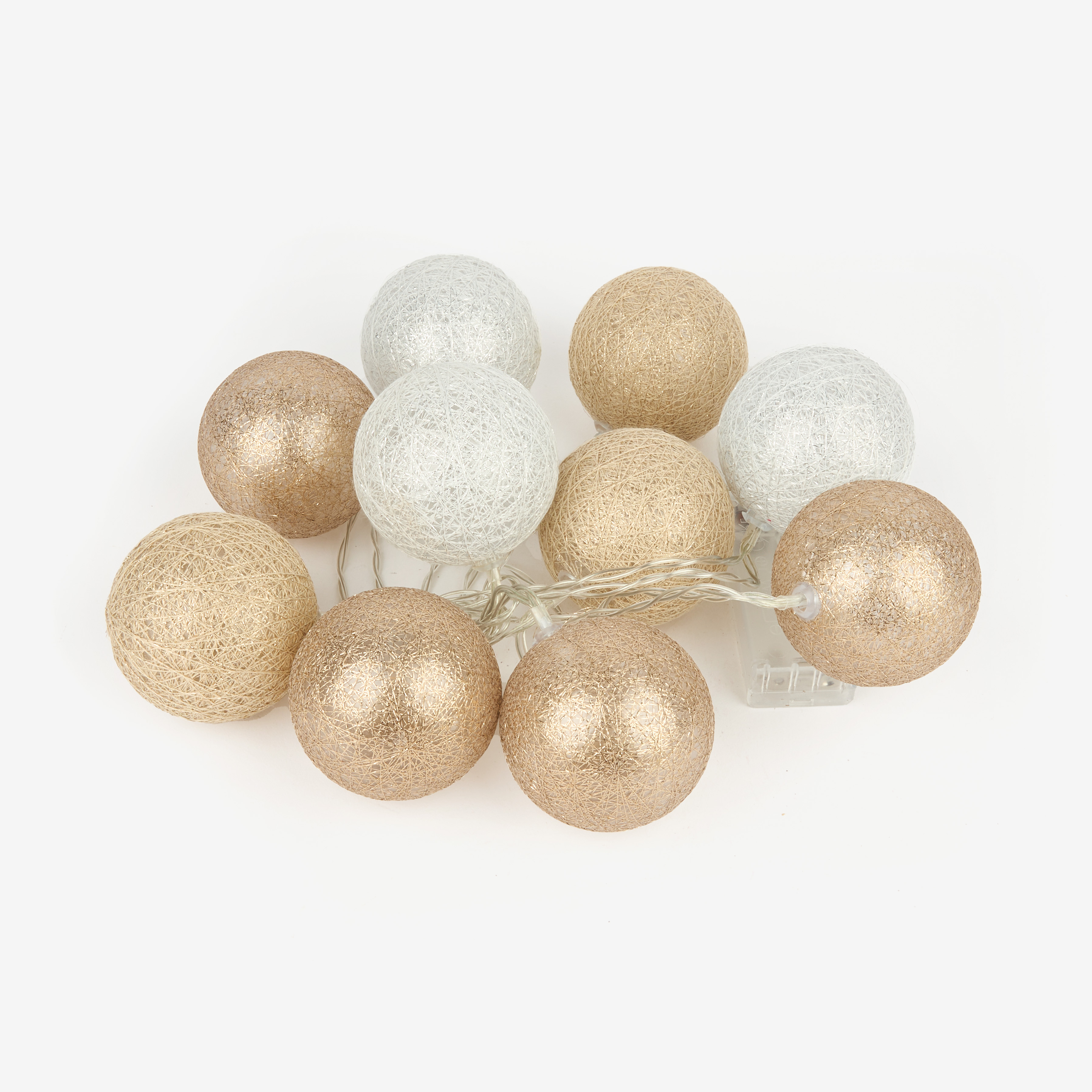 Guirnalda de bolas LED rafia Ø6cm