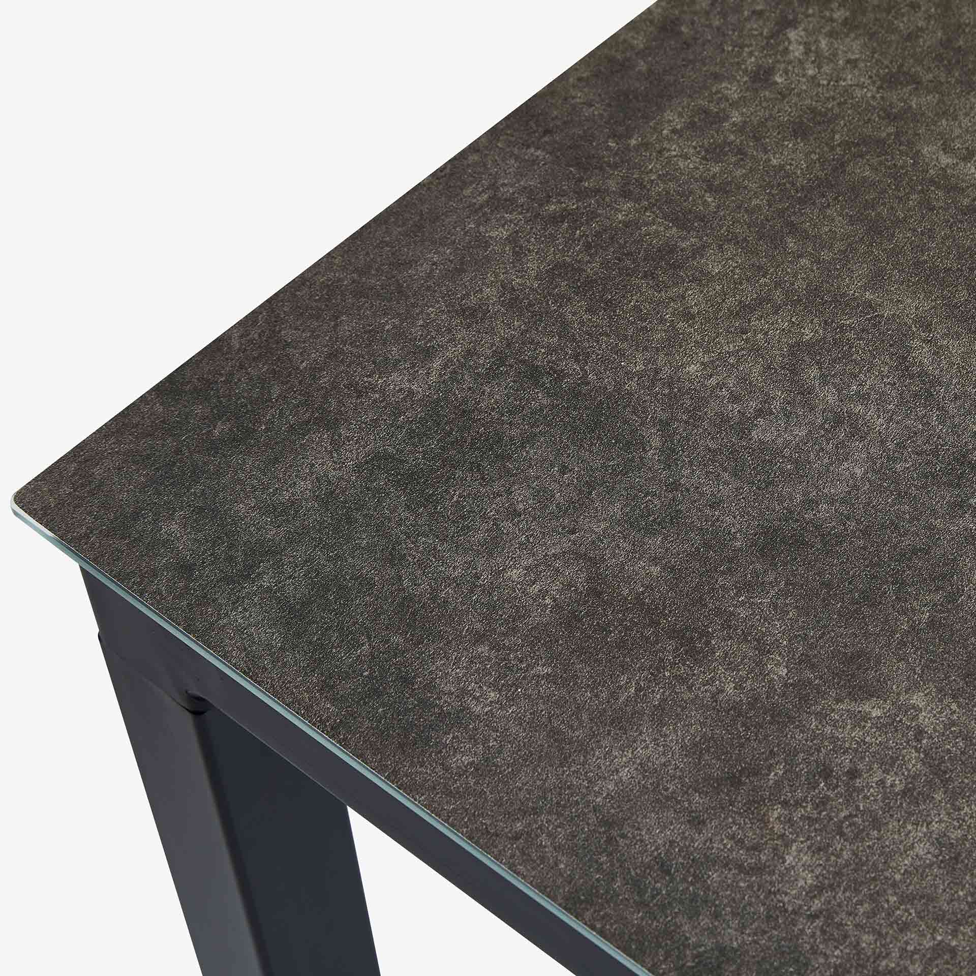 Mesa de comedor de jard&iacute;n de cristal negra Brillia 180x90x75cm
