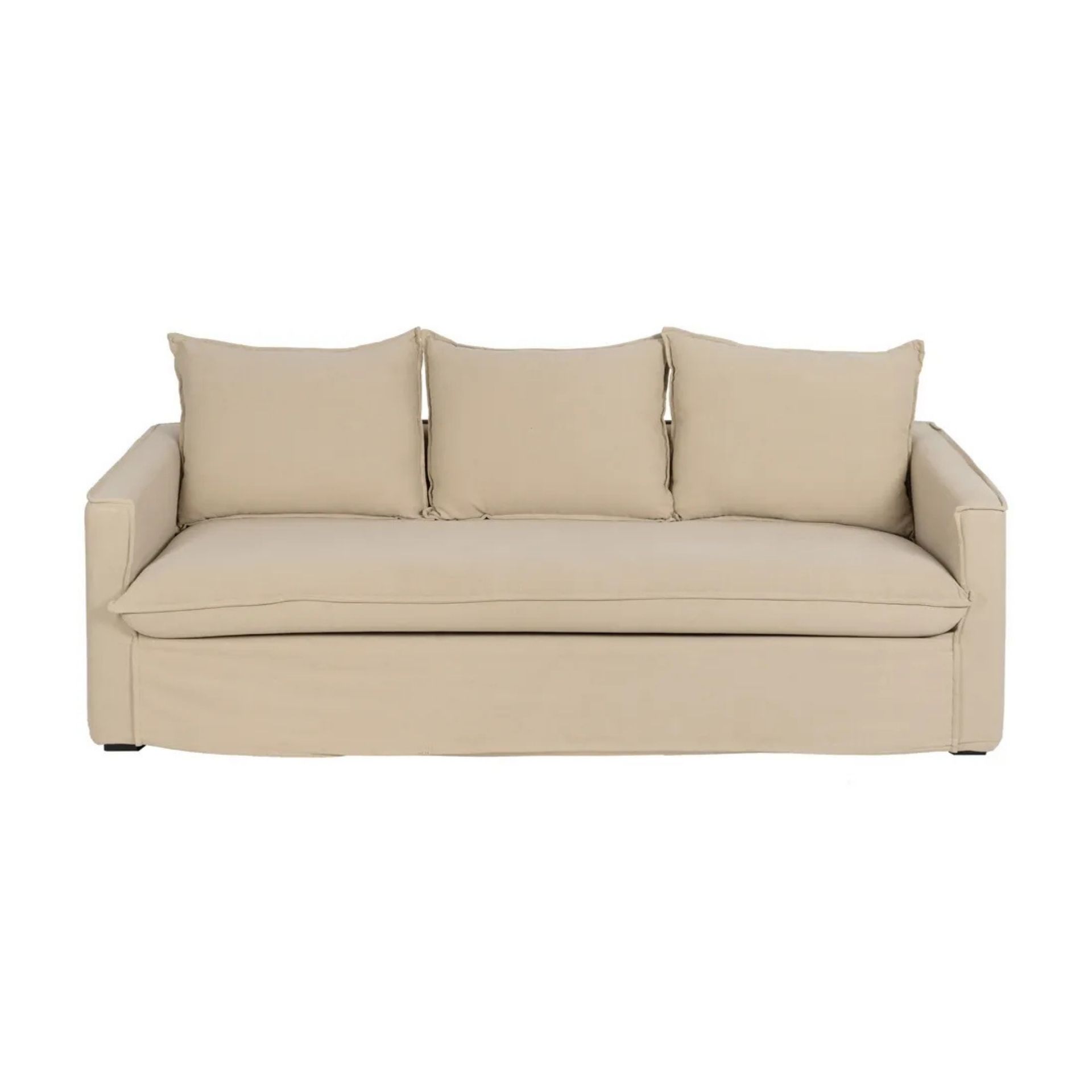 Sofá de 3 plazas de lino y algodón beige Bristol 220x95x90cm