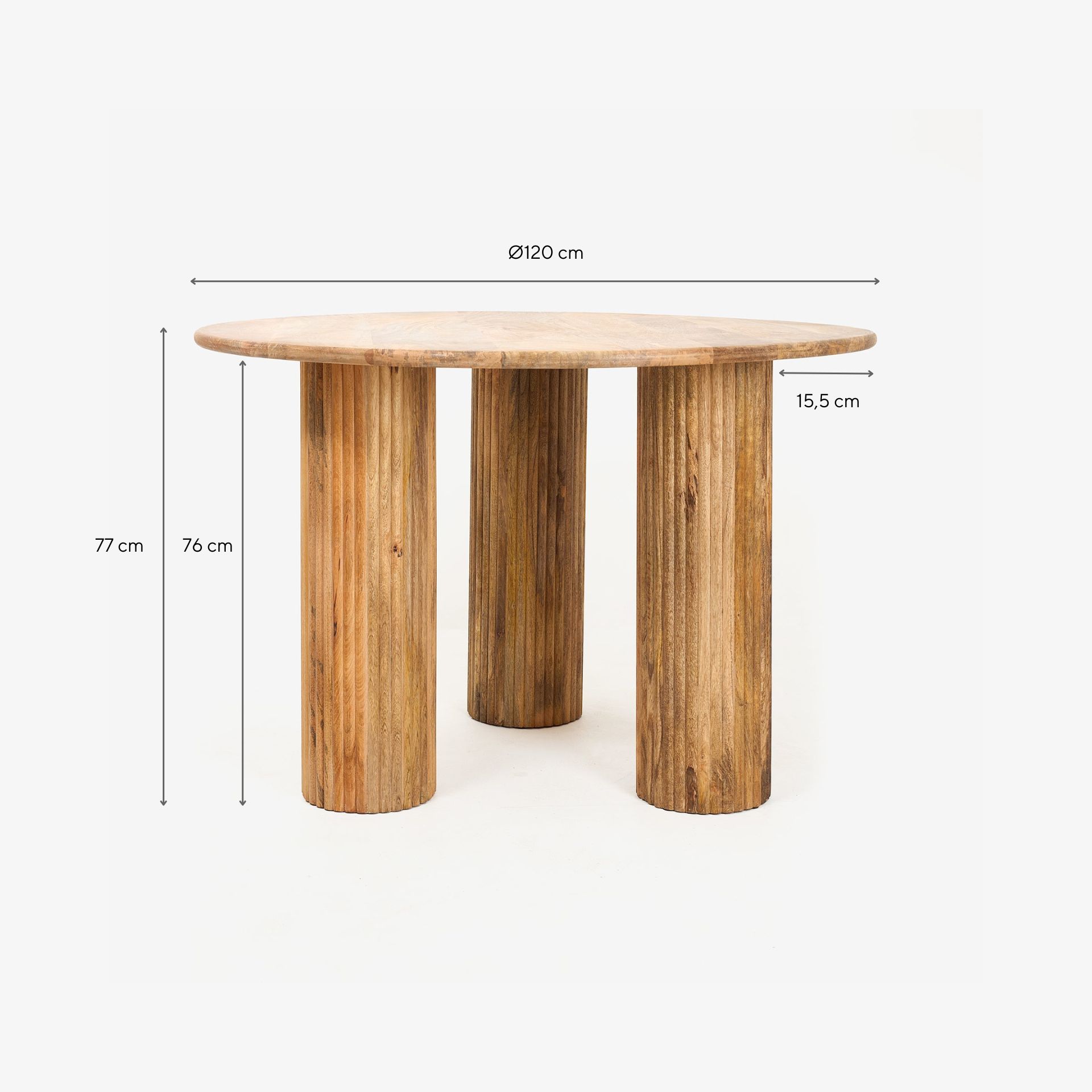 Mesa de comedor de madera de acacia Siba Ø120x77cm Clau&Chloe