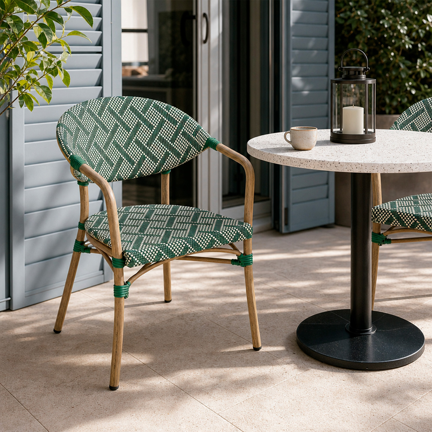 Silla de jard&iacute;n de rat&aacute;n sint&eacute;tico verde Selva 57x60x83cm
