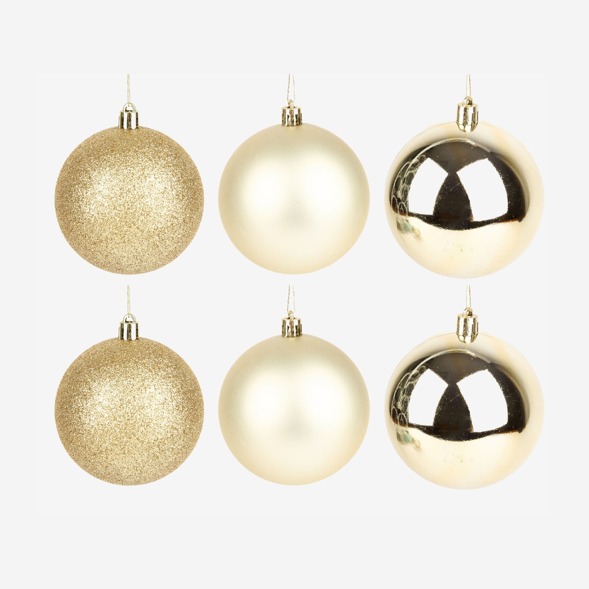 Set de 6 bolas decorativas doradas Ø8cm