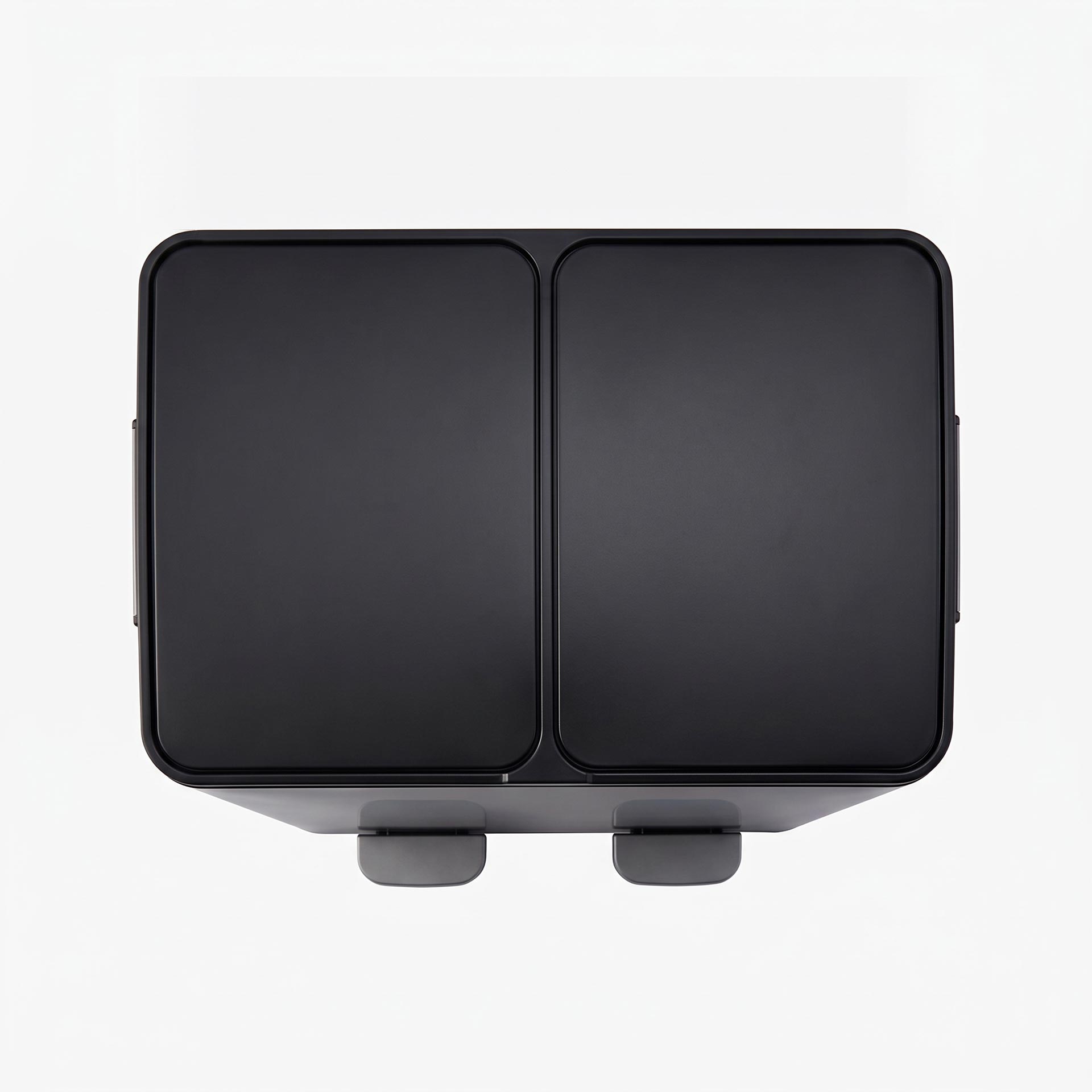 Cubo de basura con pedal doble negro mate de acero 2x30L