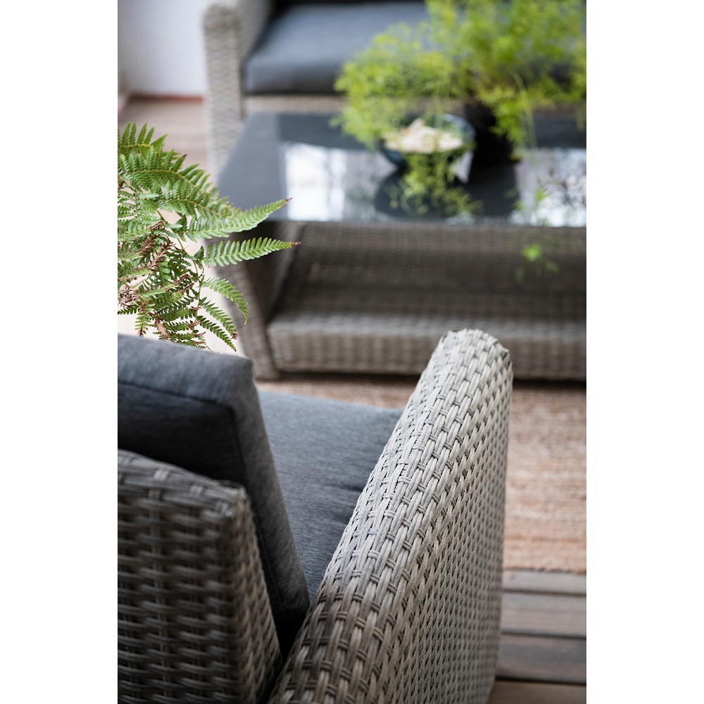 Conjunto de sofás de jardín de 4 piezas de ratán gris 128x76x66cm