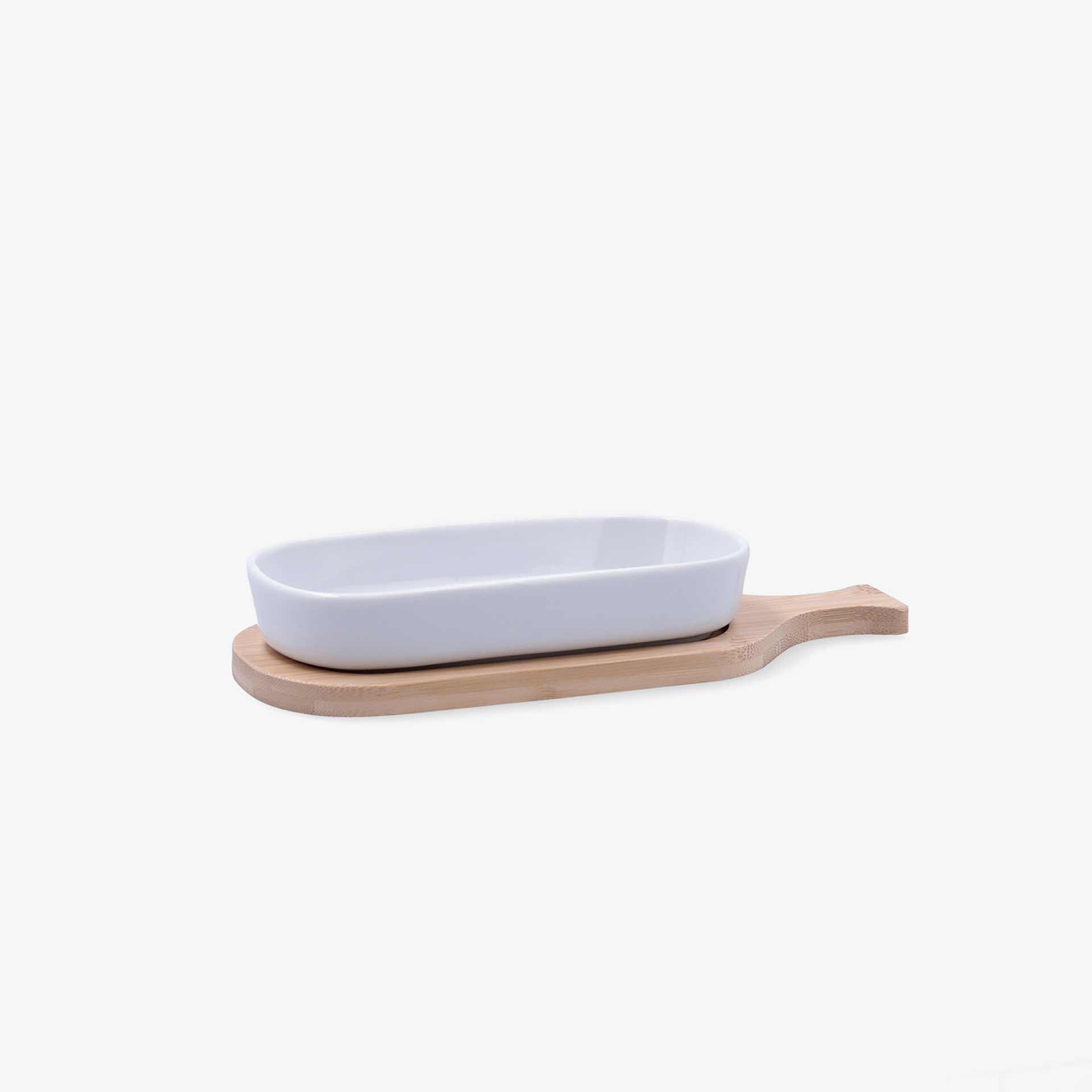 Tabla con bol de ceramico ovalado Tapas