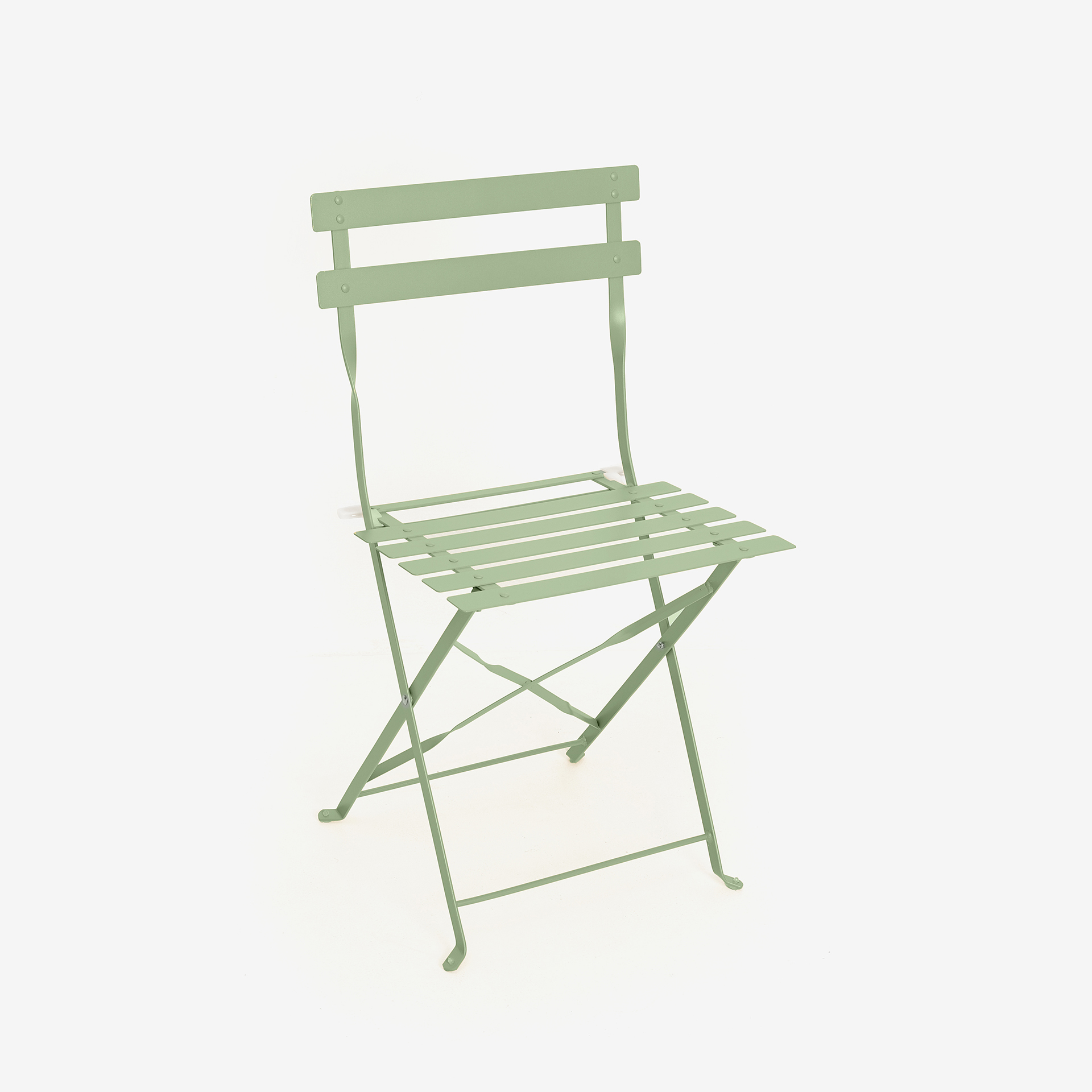 Set de jard&iacute;n de mesa y 2 sillas de acero verde Bistro