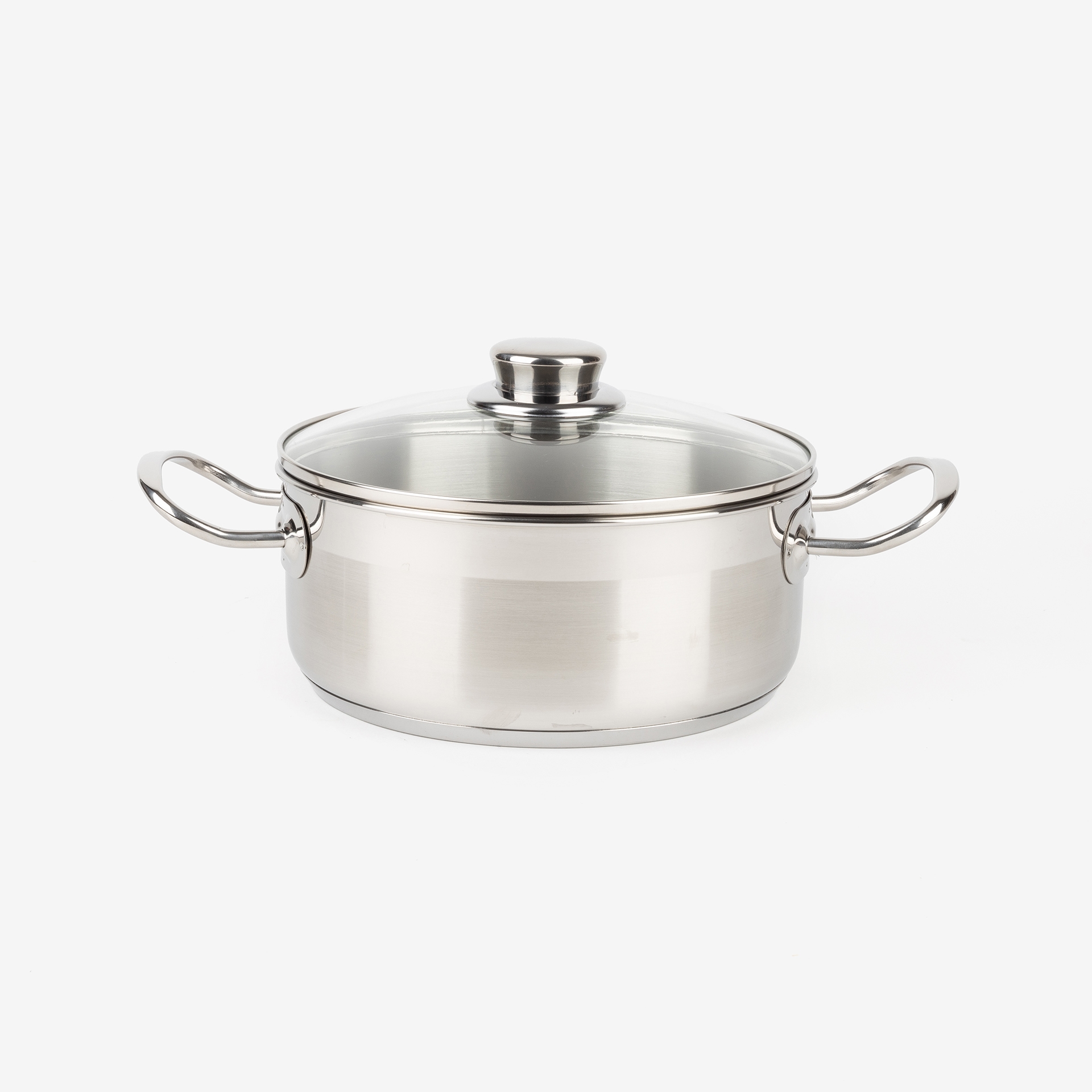 Cacerola de acero inoxidable con tapa de cristal Ø20cm