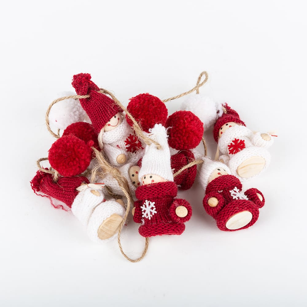 Guirnalda mu&ntilde;ecos de fieltro blanco y rojo 130cm