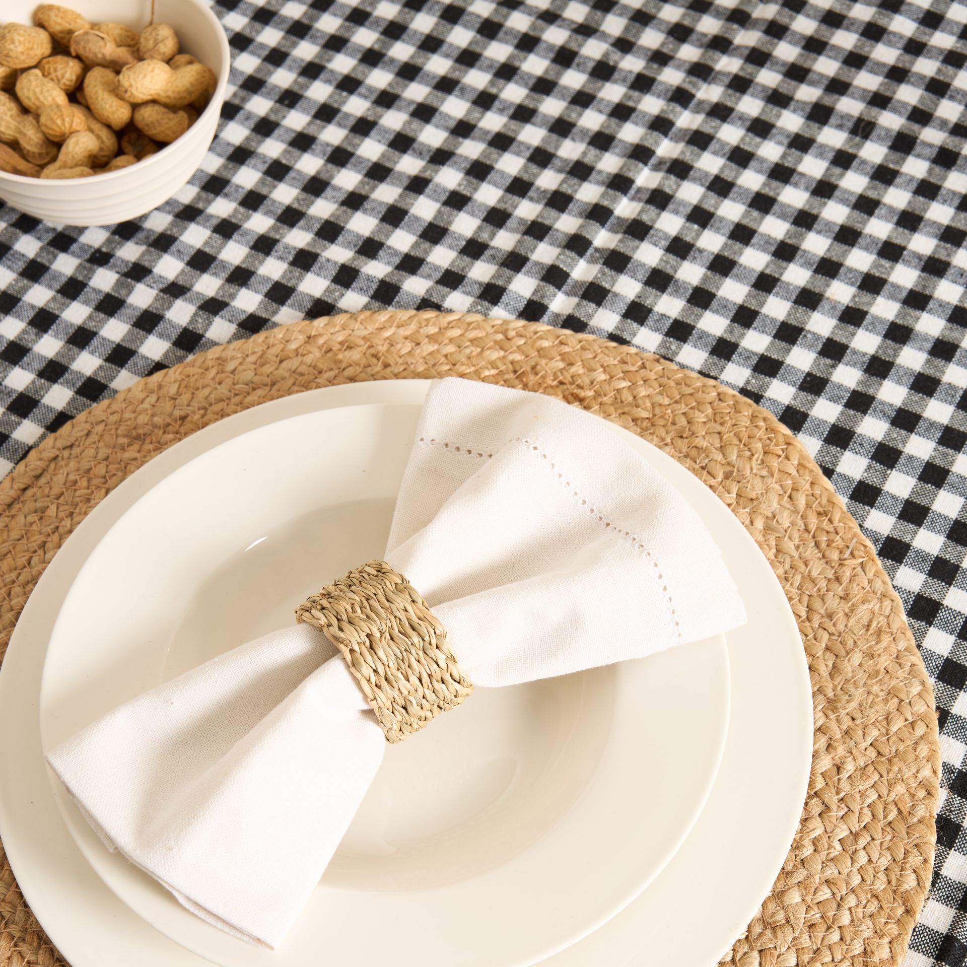 Set de 4 servilleteros de fibras naturales Ø5cm