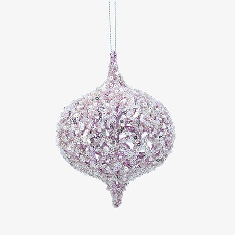 Bola de Navidad de lentejuelas rosa 8cm