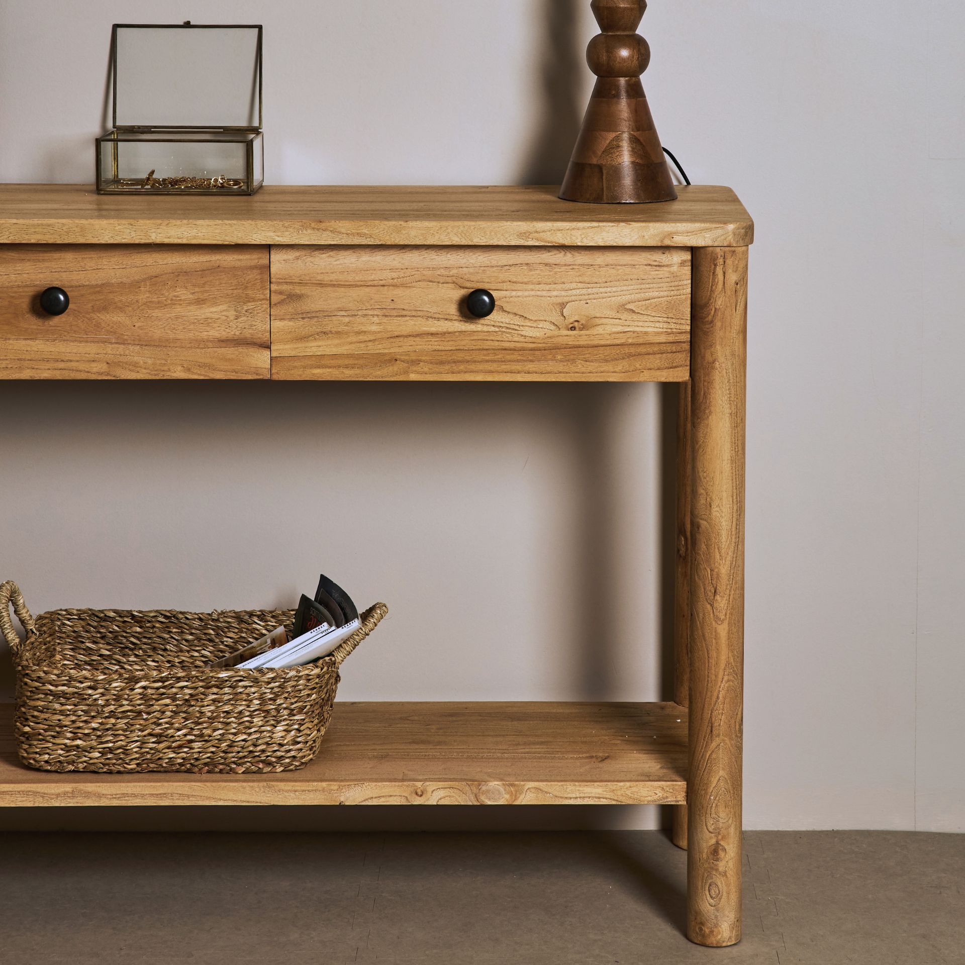 Consola de madera de olmo reciclada Mop 150x38x80cm