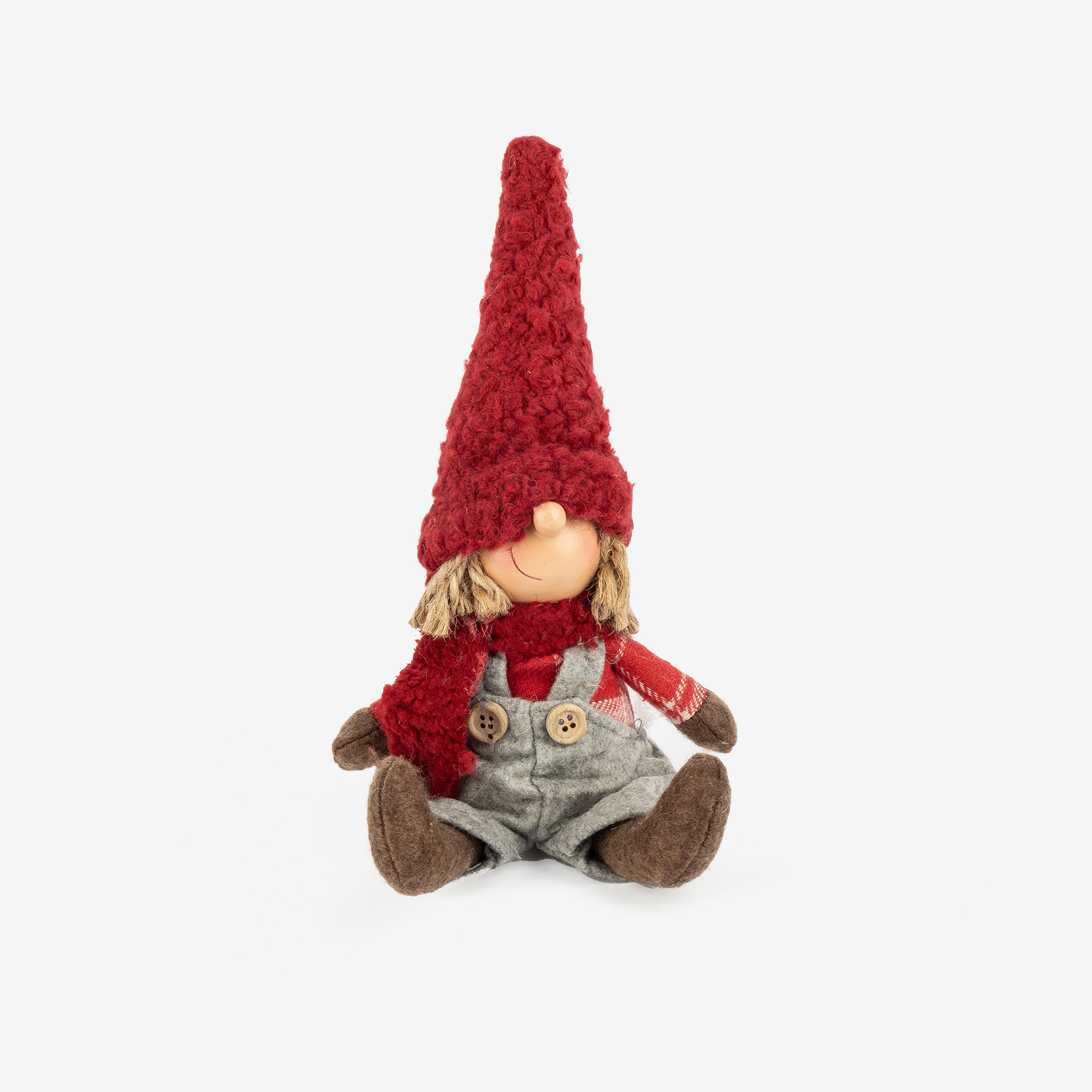 Figura decorativa Muñeco sentado con gorro 28cm