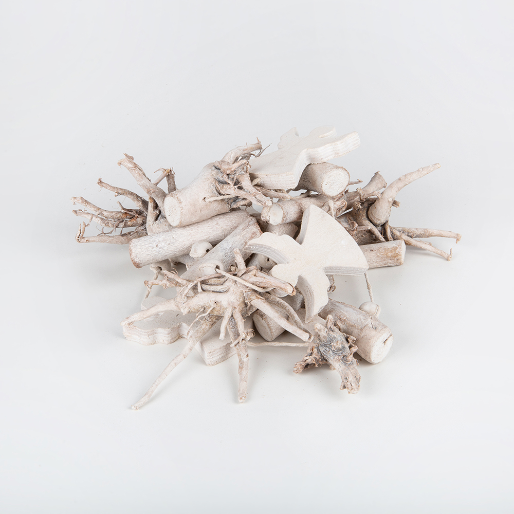 Guirnalda decorativa de madera blanca Ángeles Navidad 100cm