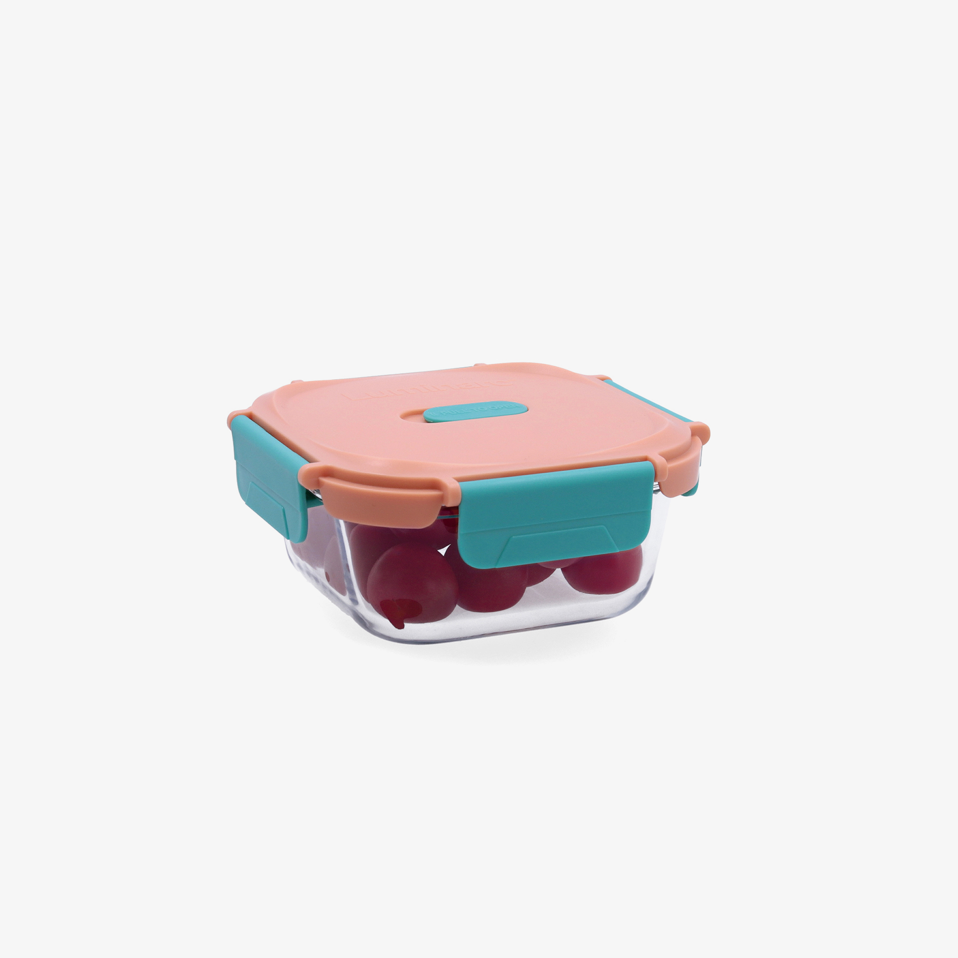 Recipiente herm&eacute;tico cuadrado naranja de vidrio Move box 0,52L