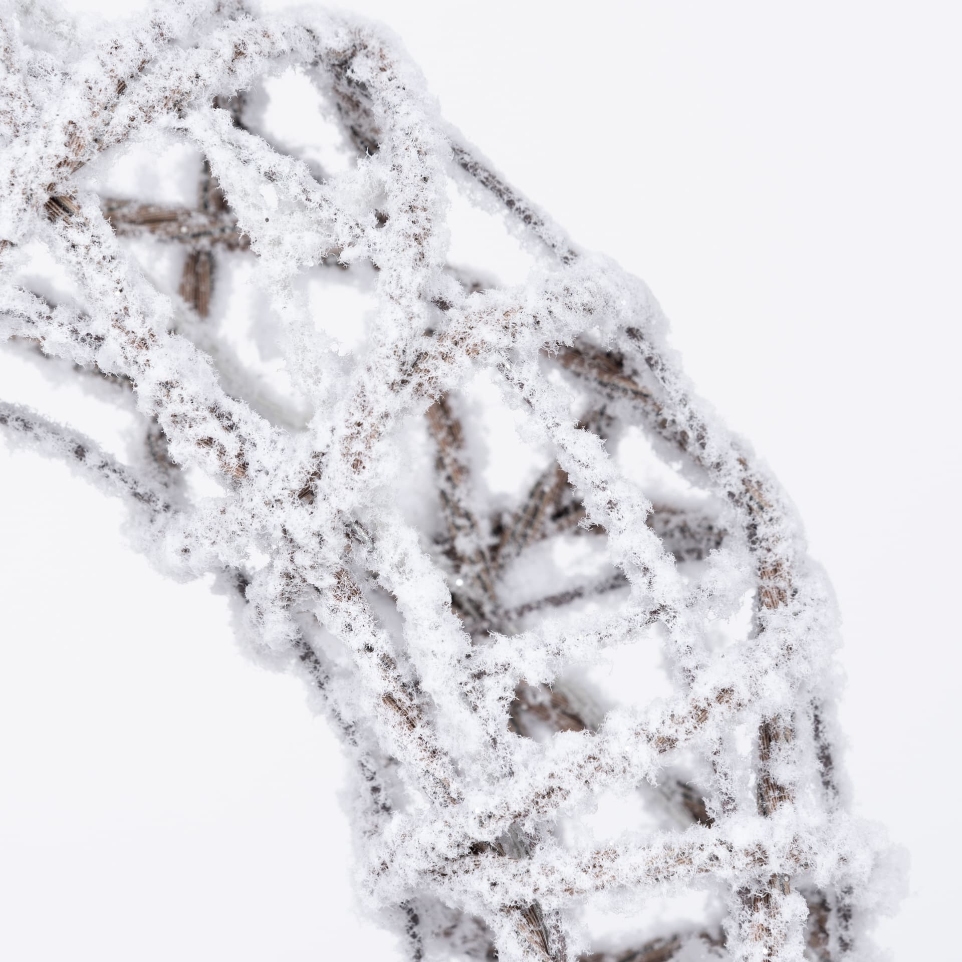 Corona decorativa nevada de ca&ntilde;a con luz LED &Oslash;30cm