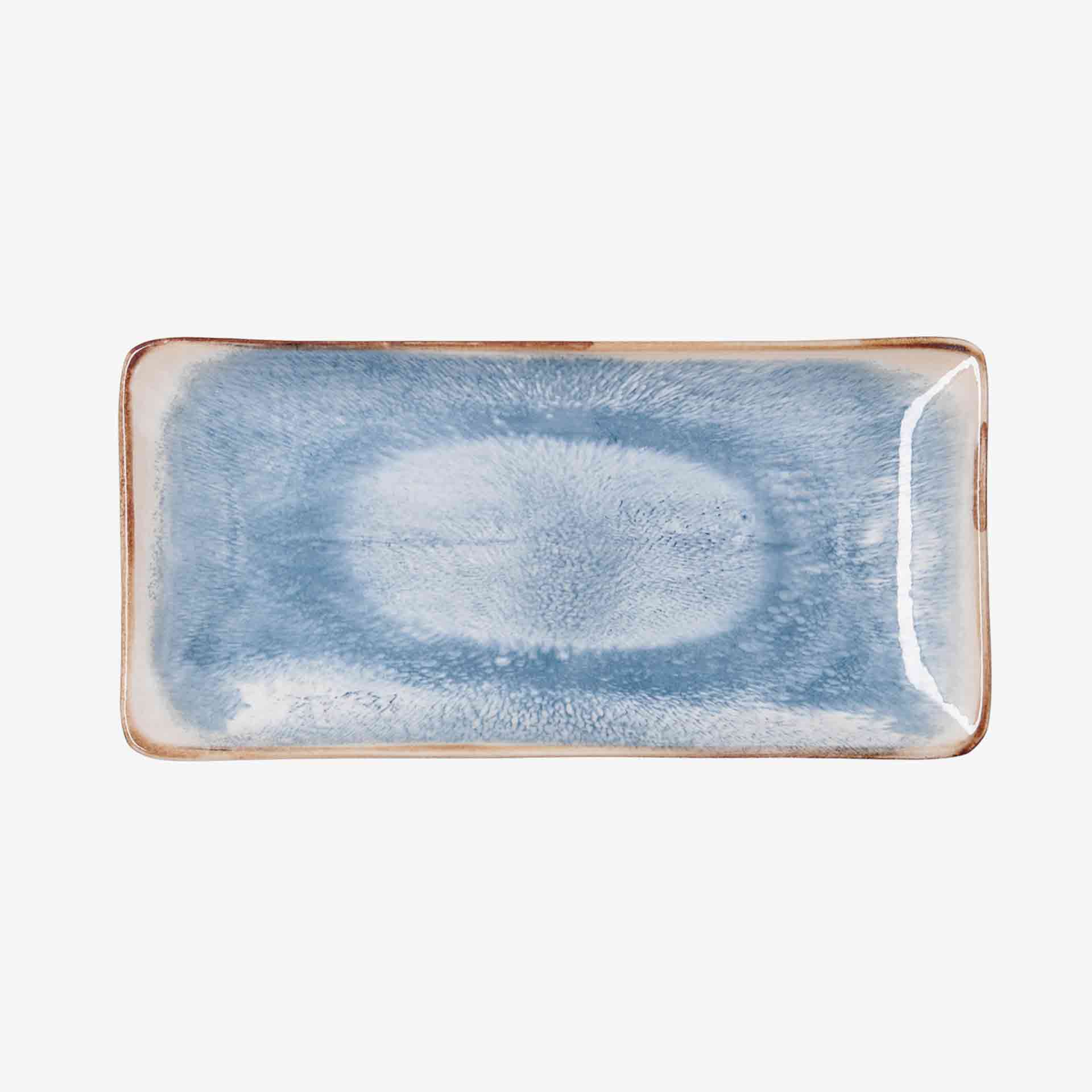 Bandeja de porcelana azul Aura 25x12cm